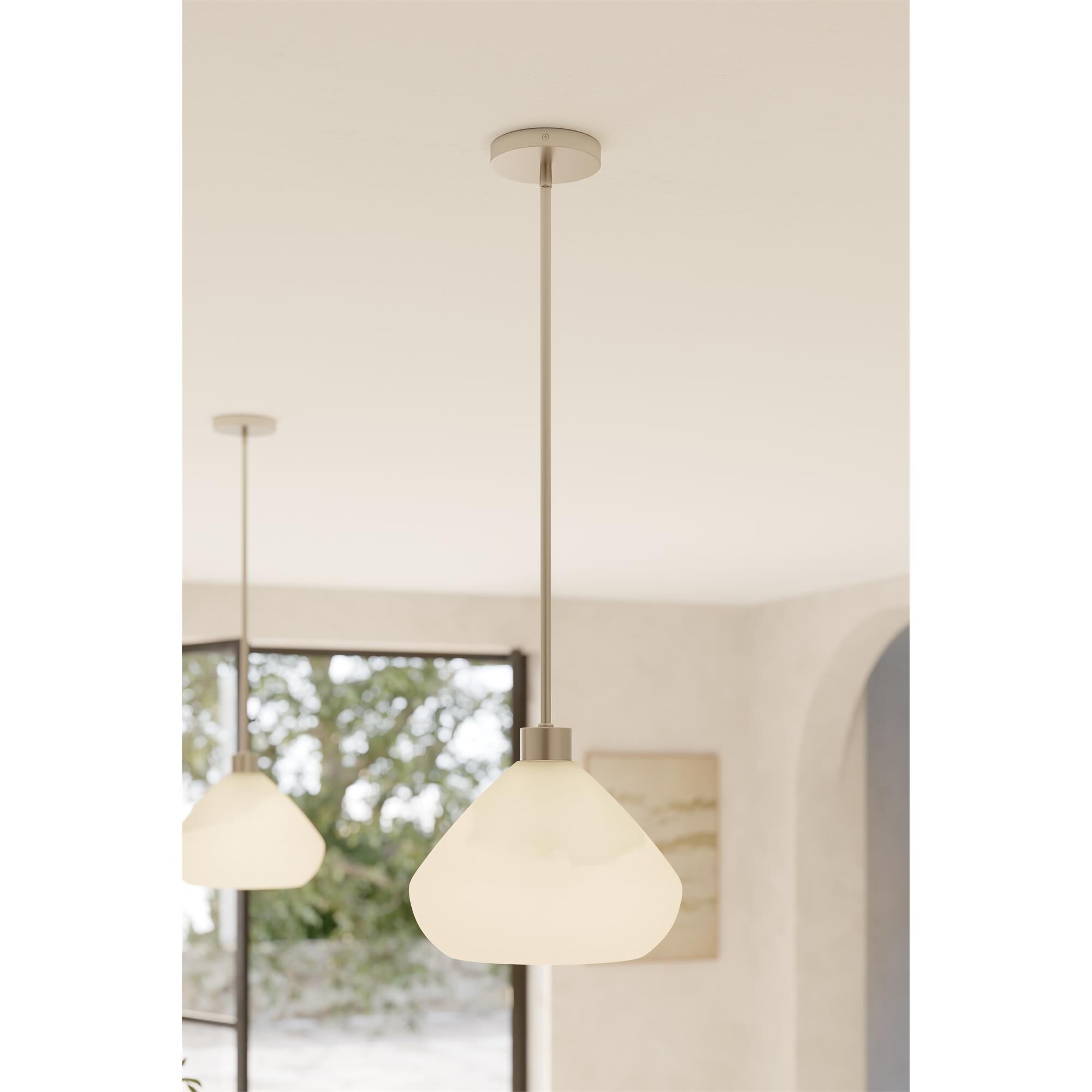 Shown in Brushed Nickel finish and Green Ombre glass
