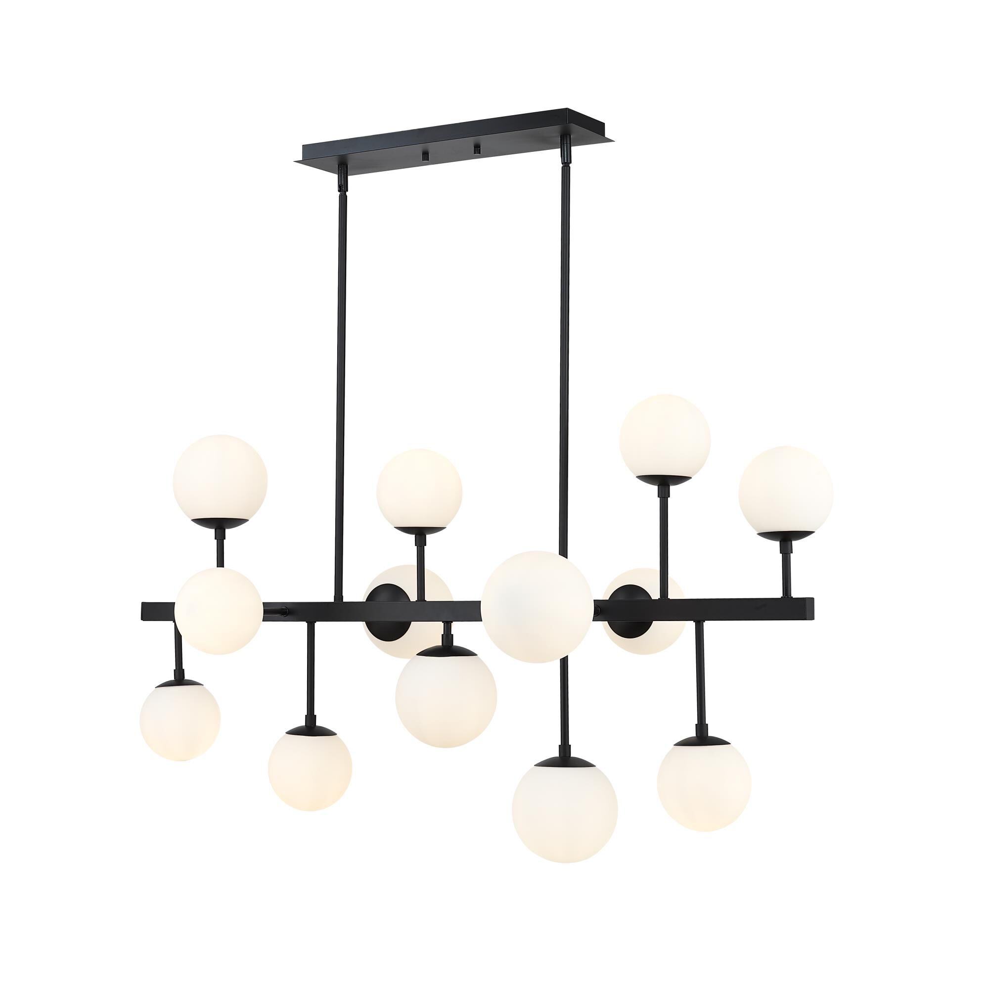 Shown in Matte Black finish and Glass shade