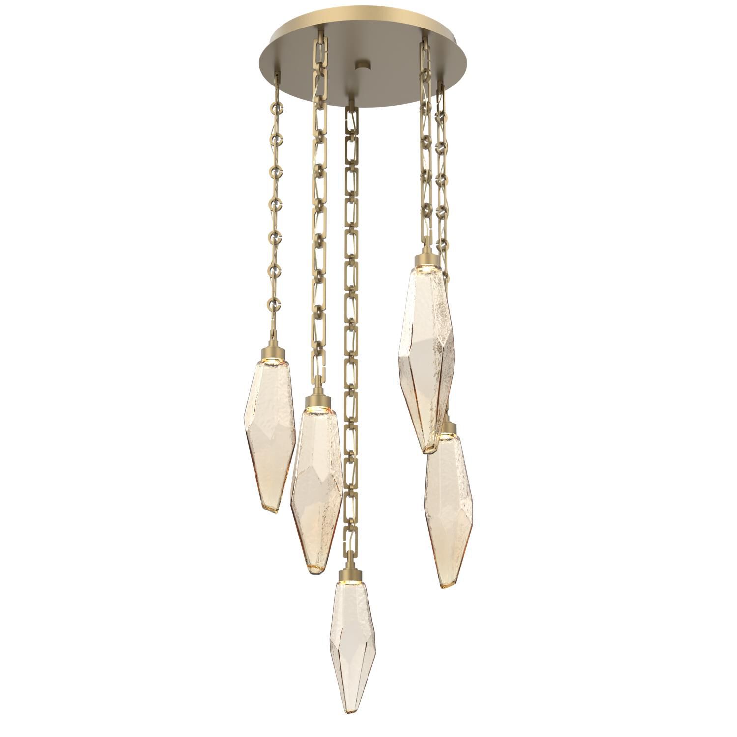 Shown in Gilded Brass finish and Amber glass