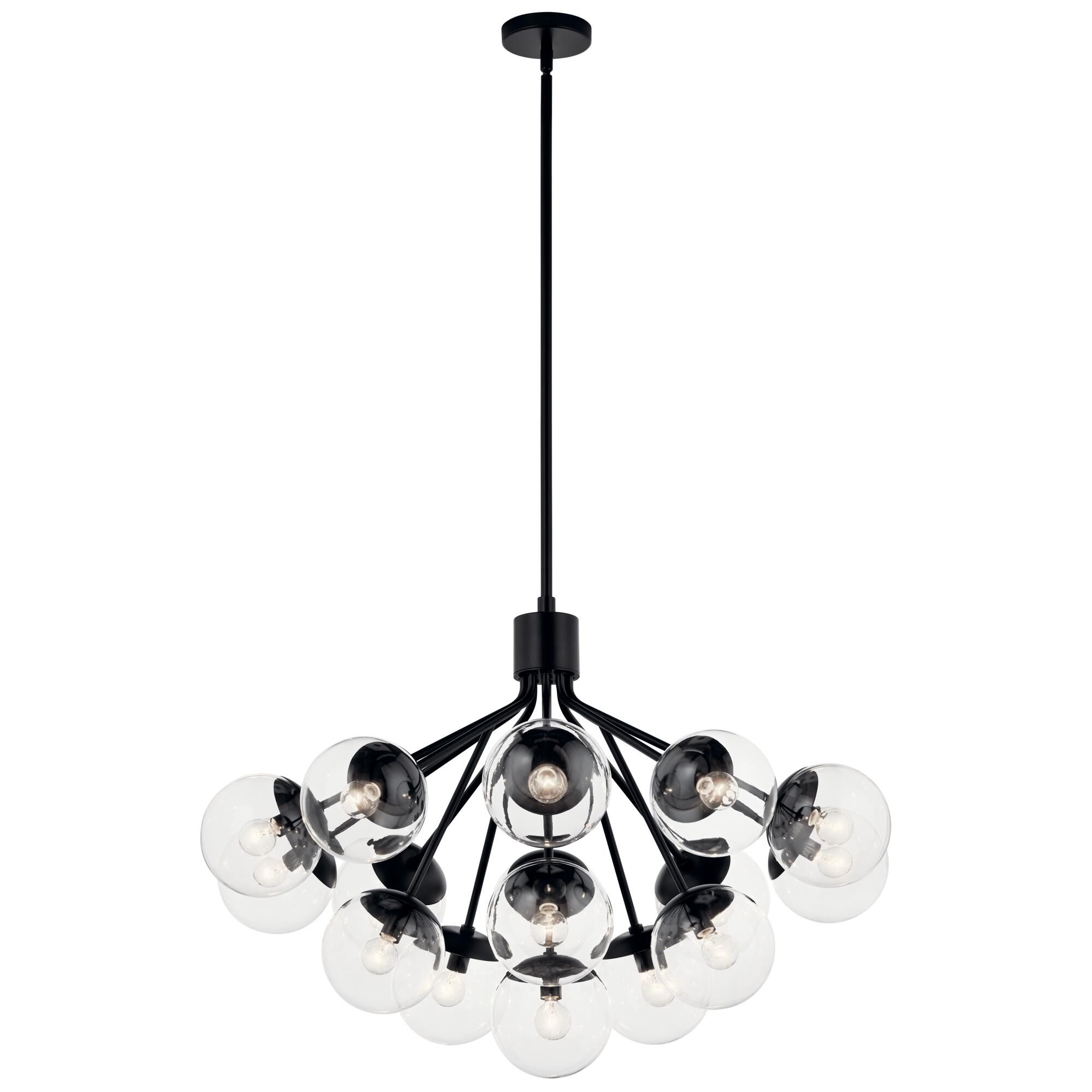Shown in Black finish and Clear glass