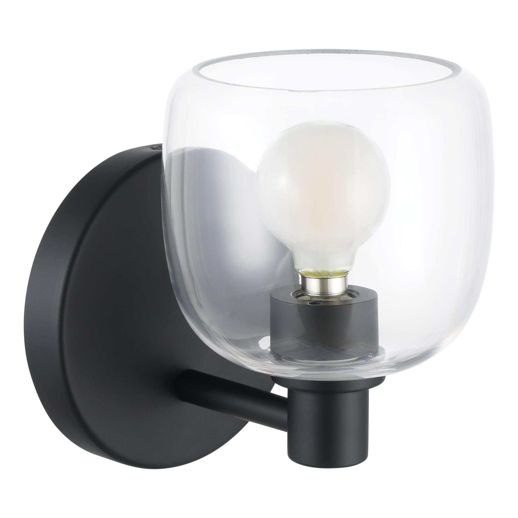 Shown in Matte Black finish and Clear glass