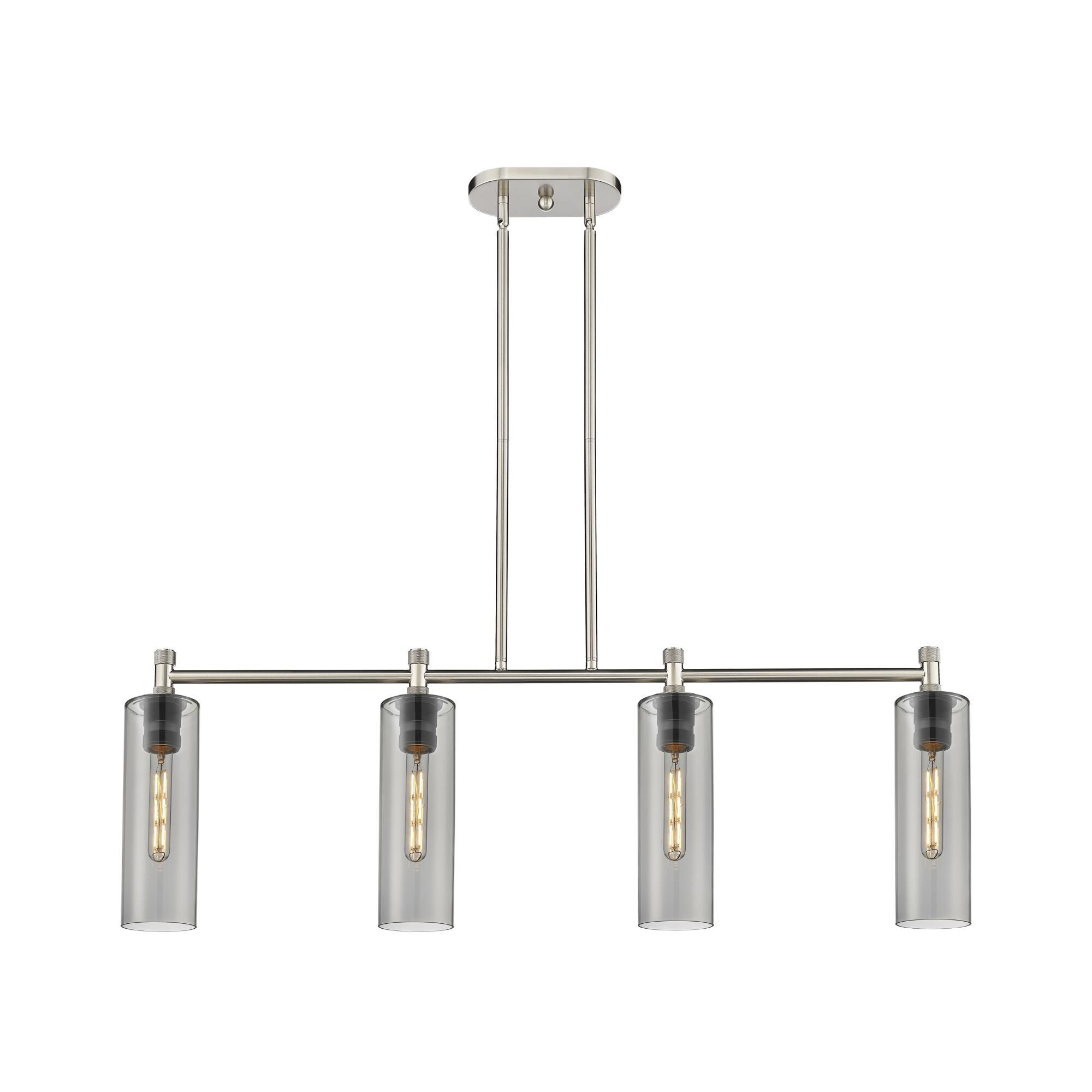 Shown in Satin Nickel finish and Plated Smoke glass