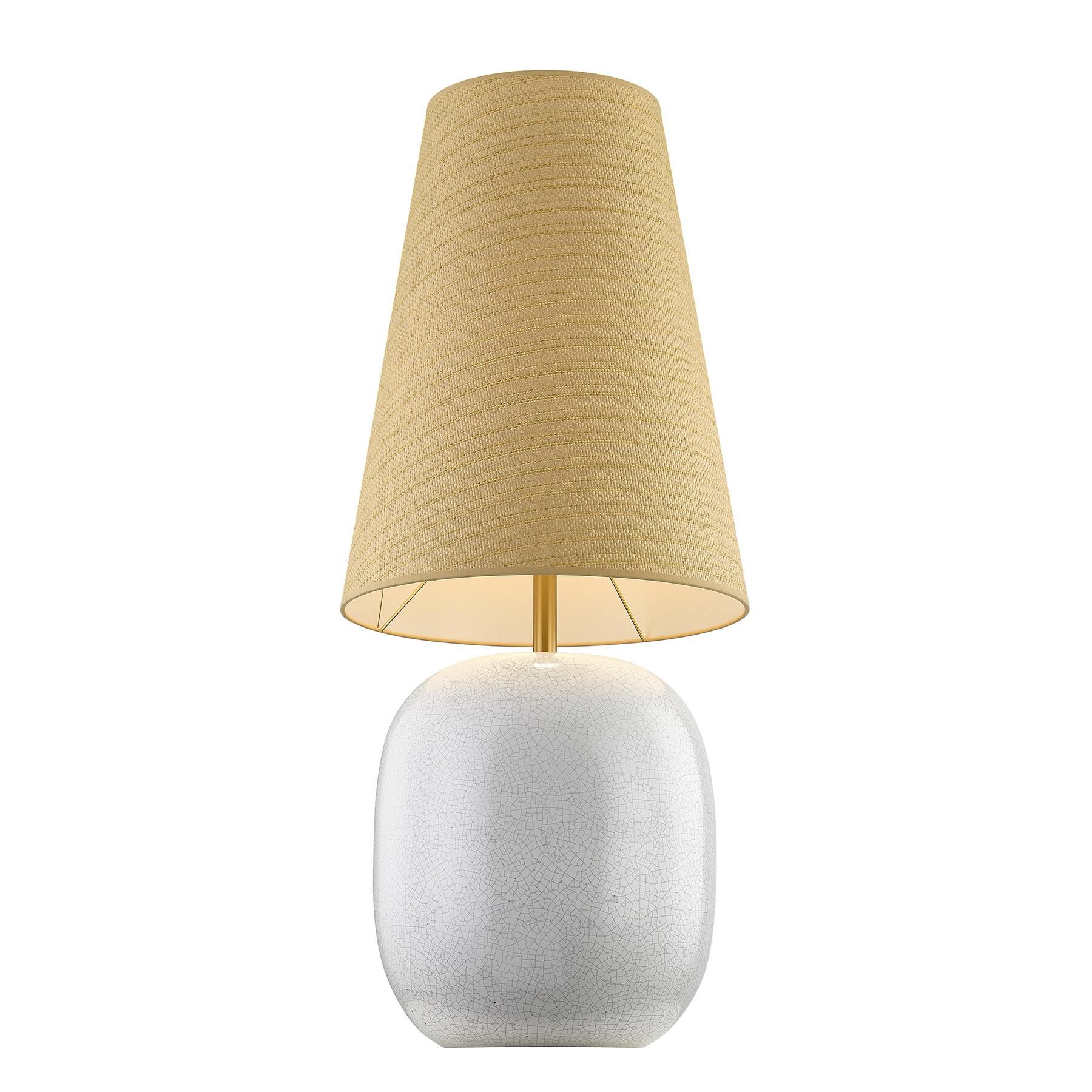 Shown in Warm Brass finish and Beige Parchment shade