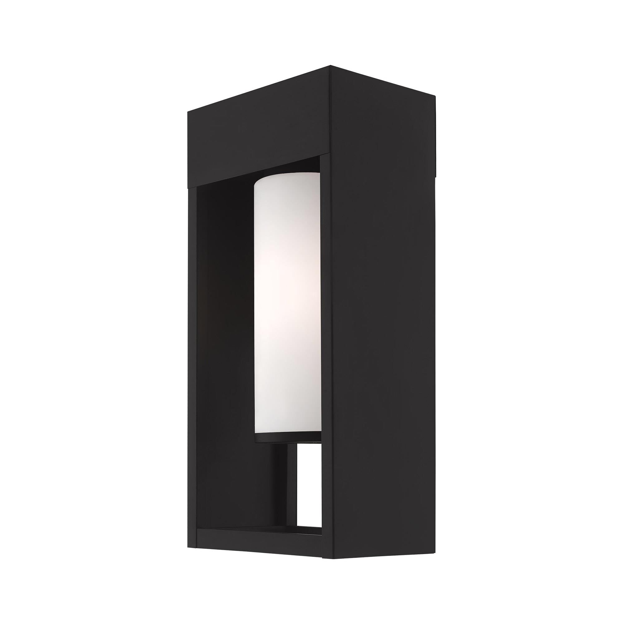 Shown in Black finish and Hand Blown Satin Opal White Cylinder glass
