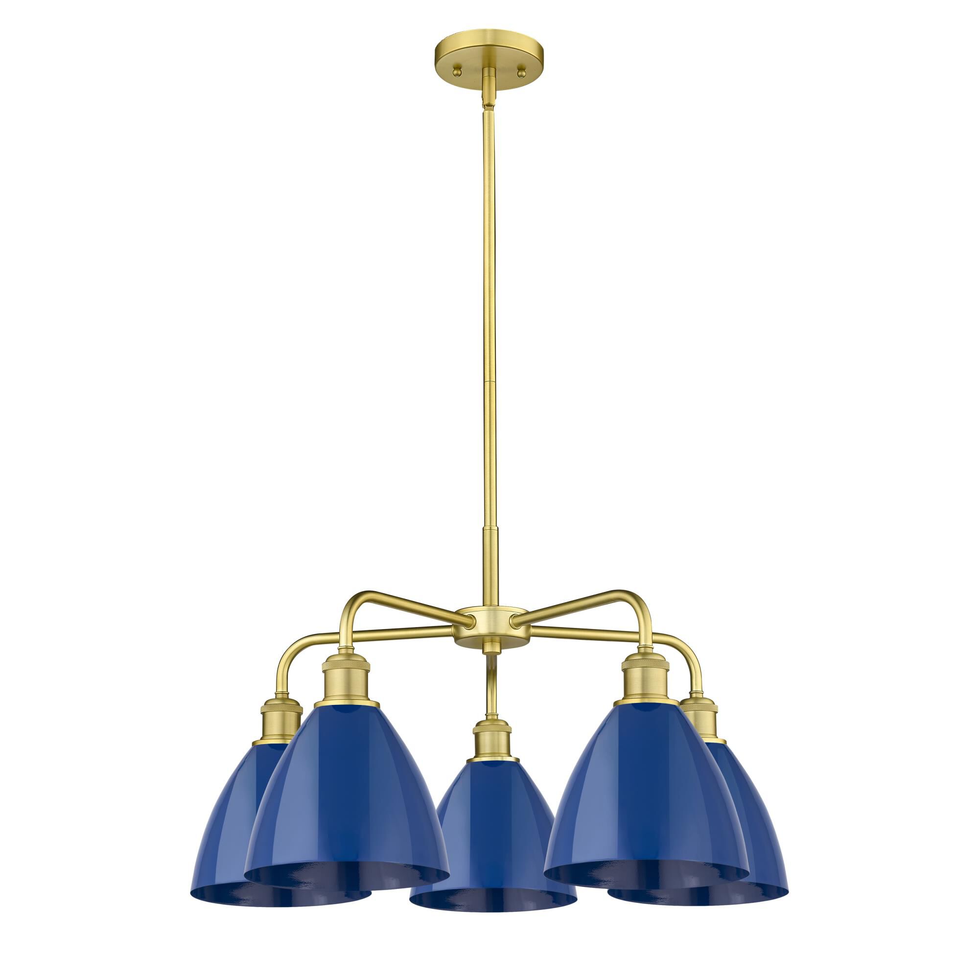 Shown in Satin Gold finish and Blue shade