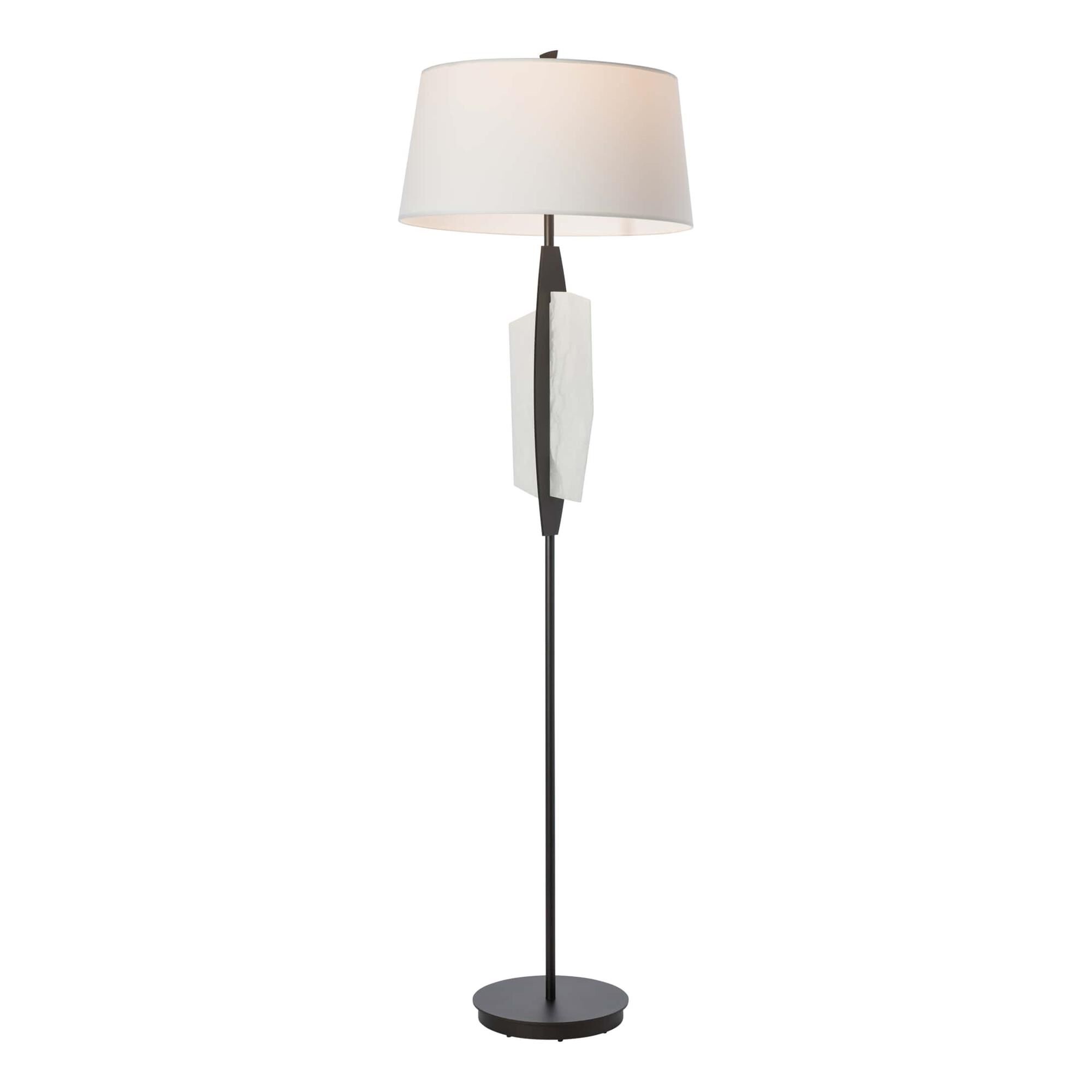 Shown in Oil Rubbed Bronze finish and Natural Anna shade and White accent