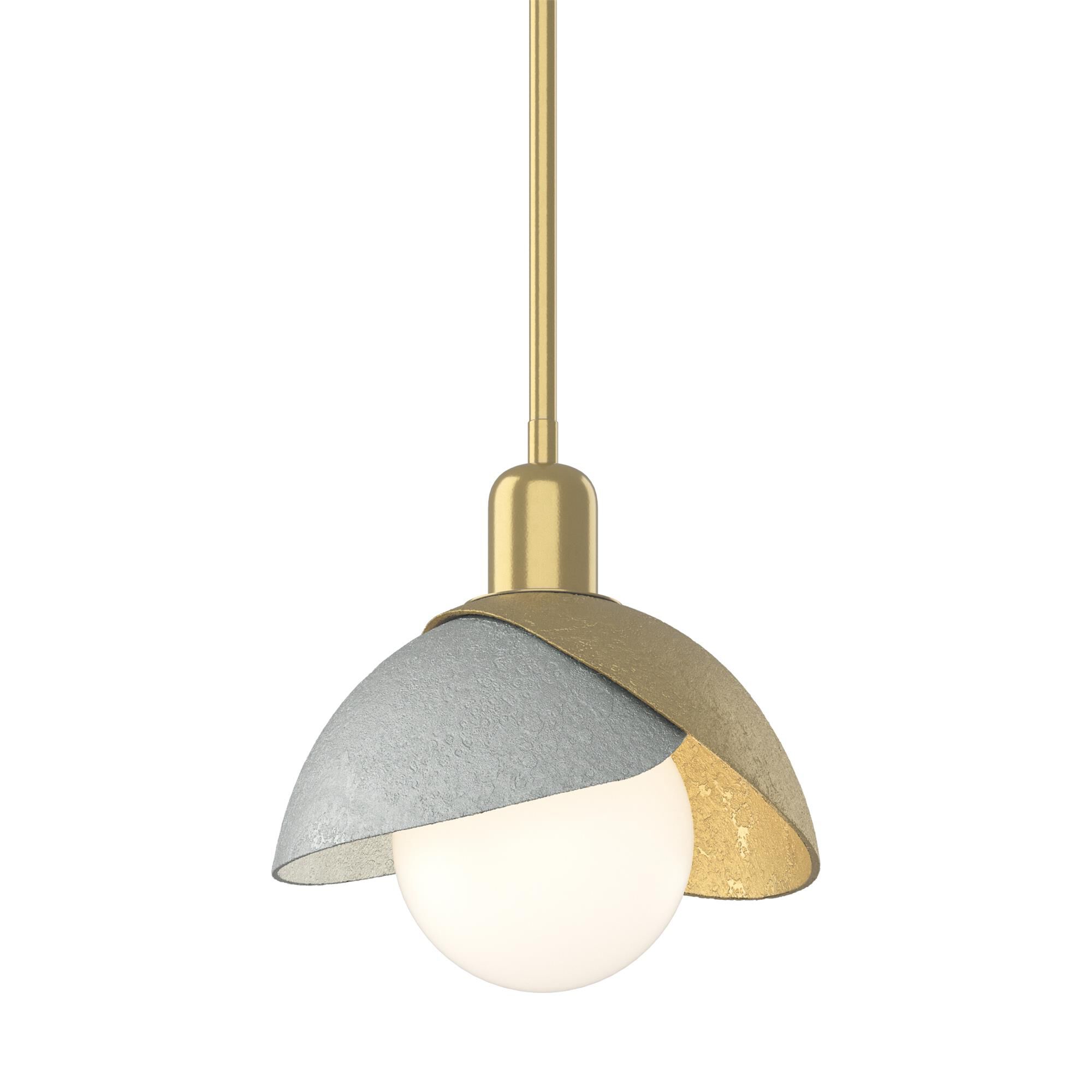 Shown in Modern Brass finish and White glass and White Glass shade