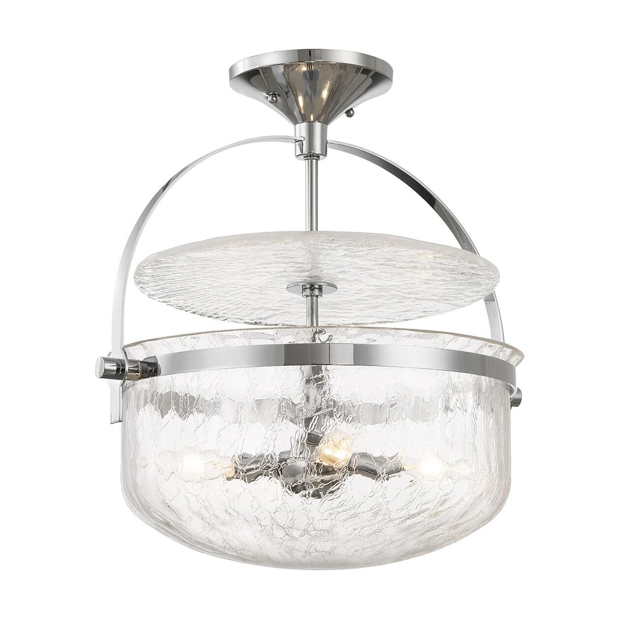 Shown in Polished Chrome finish and Crackled glass