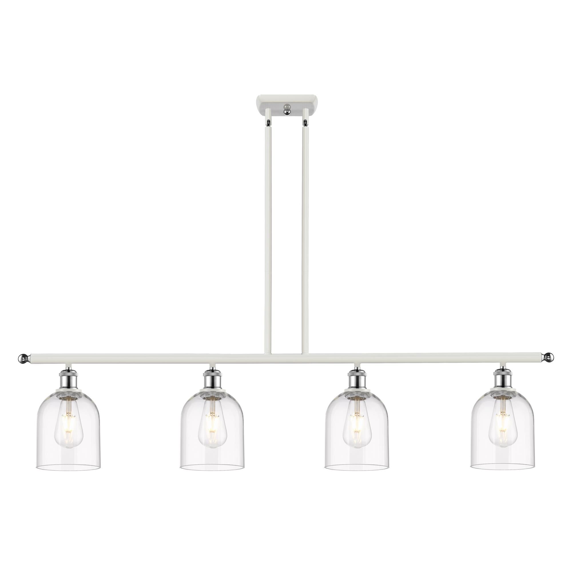 Shown in White Polished Chrome finish and Clear glass