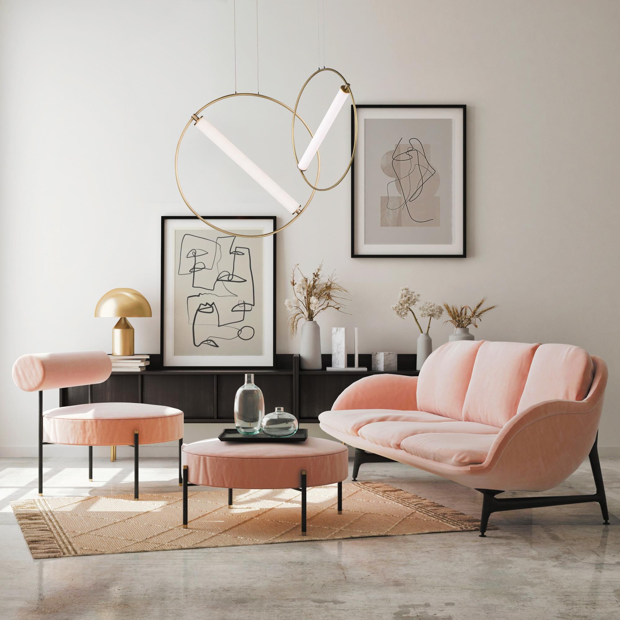 Shown in Black / Soft Gold finish and Clear And Frosted glass