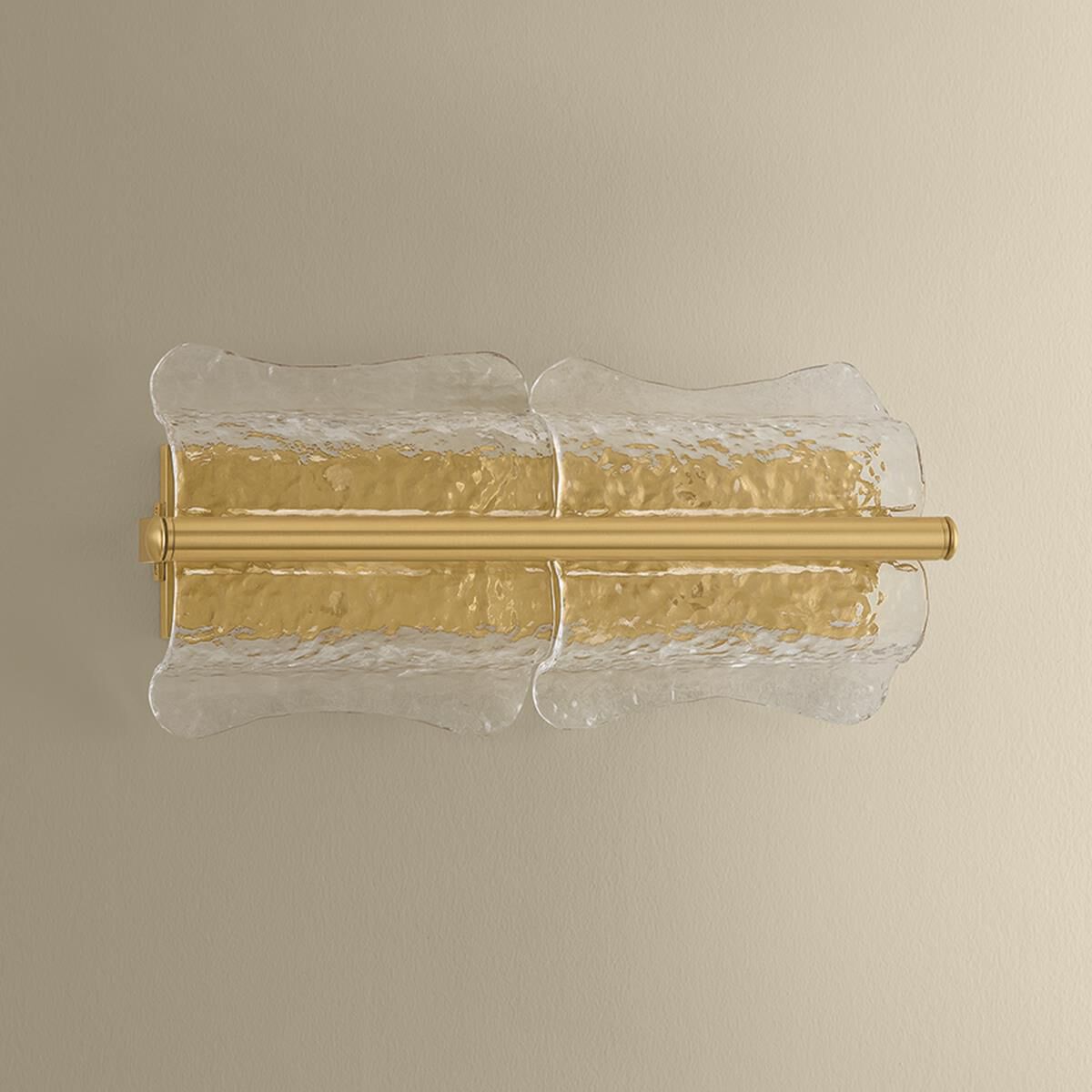 Shown in Aged Brass finish and Clear Optic glass