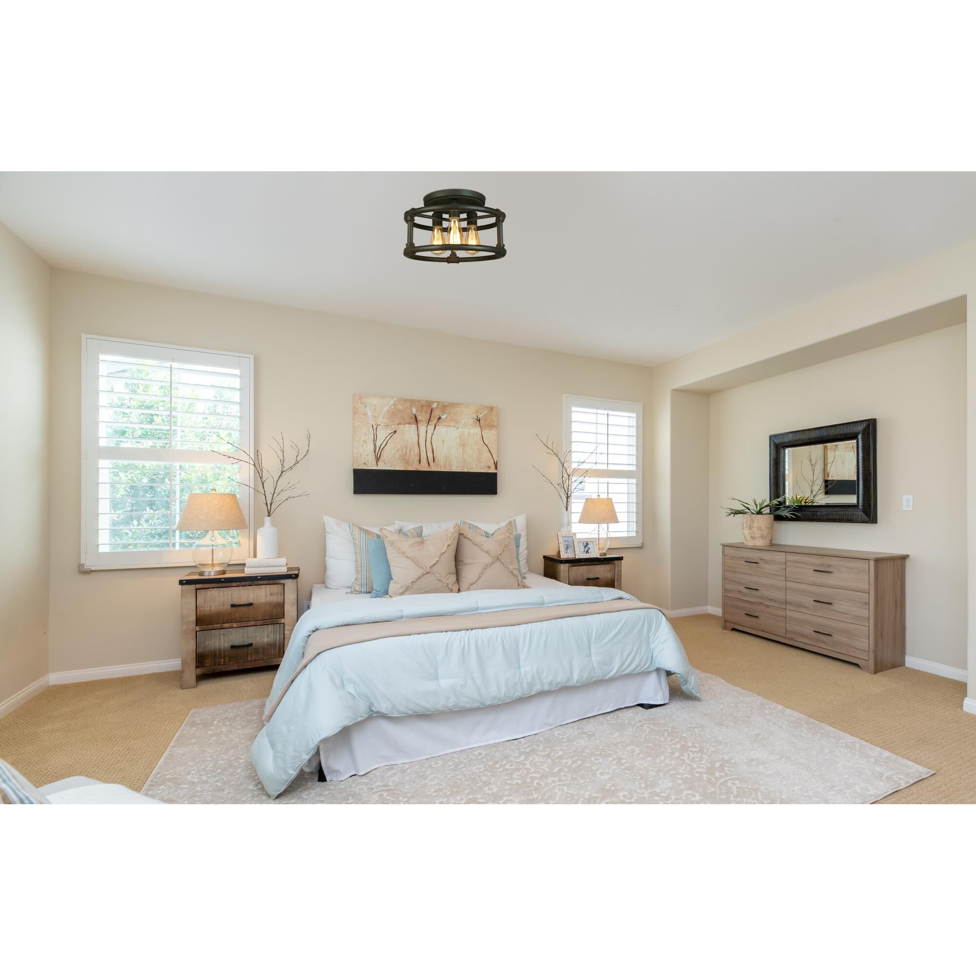 Eglo Wymer 15 Inch 3 Light Semi Flush Mount by Eglo Lighting