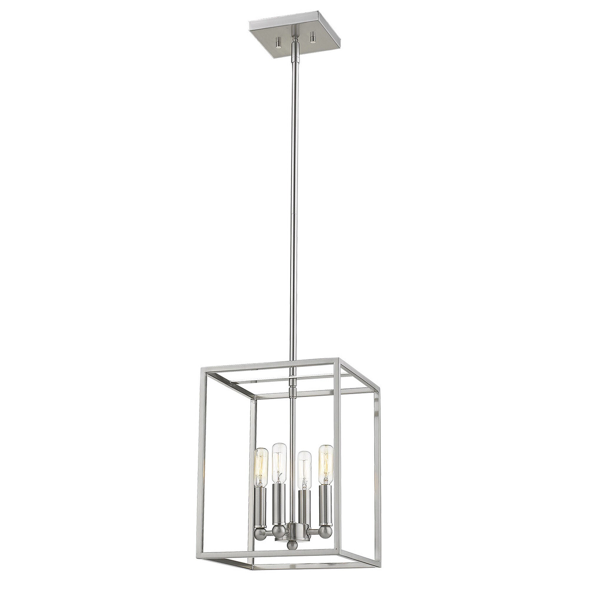 Shown in Satin Nickel finish and -- glass and -- shade