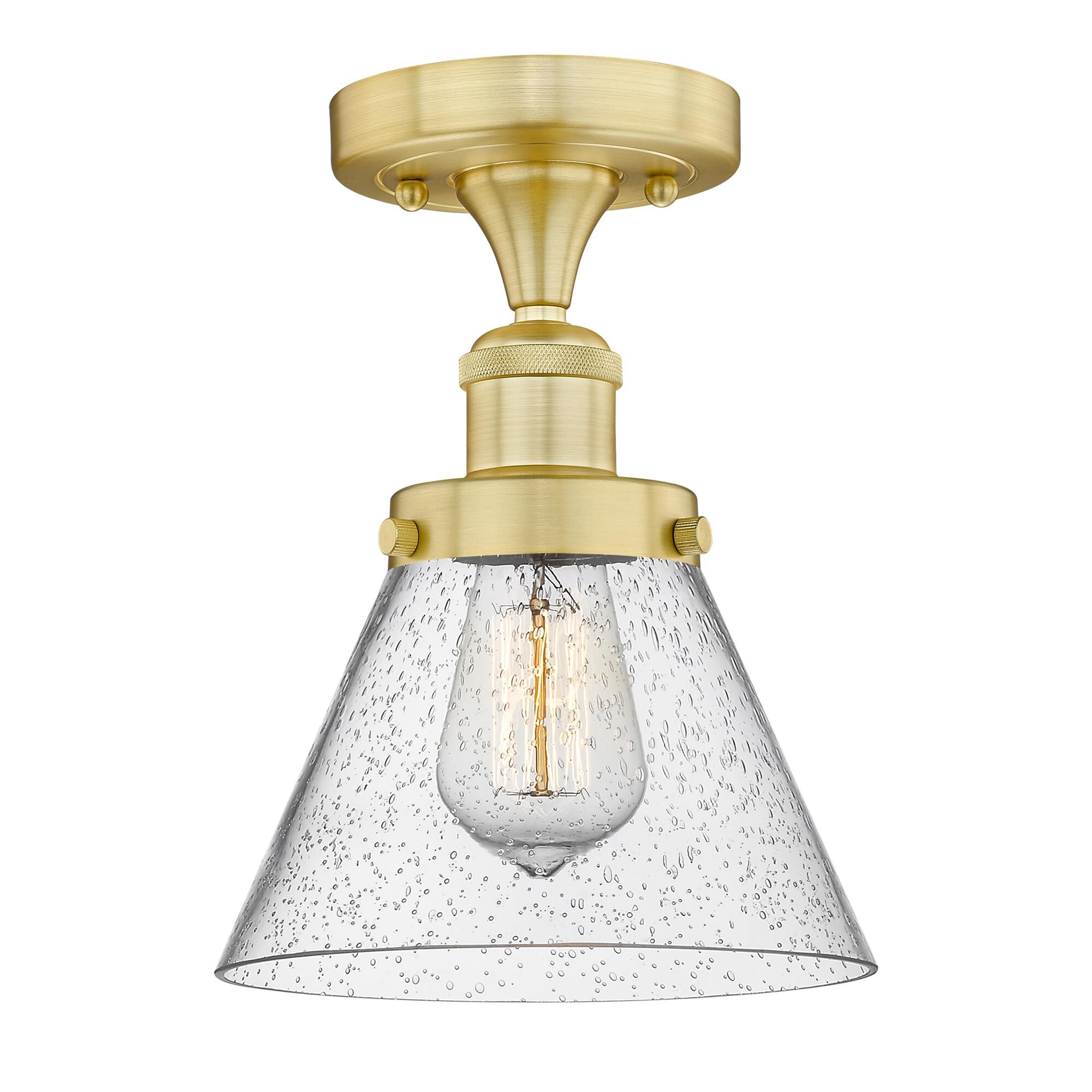 Shown in Satin Gold finish and Seedy glass
