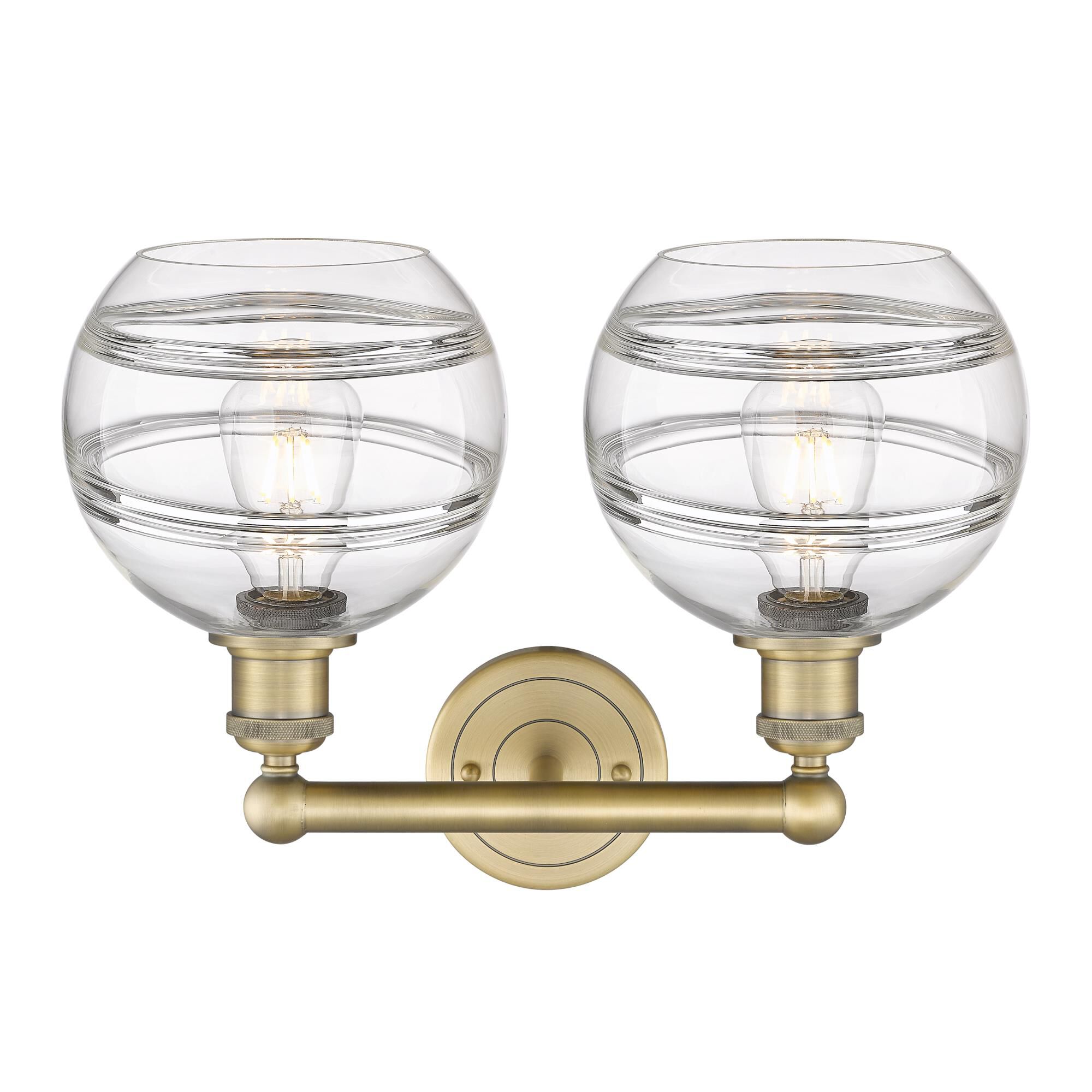 Shown in Brushed Brass finish and Clear glass
