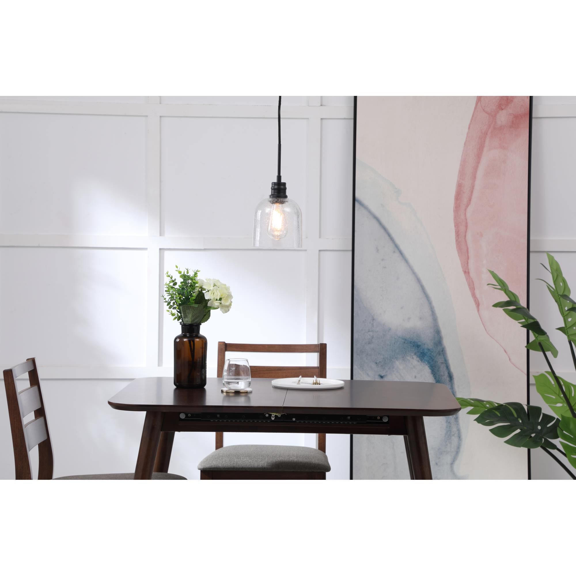 Shown in Black finish and Clear Bubble  glass