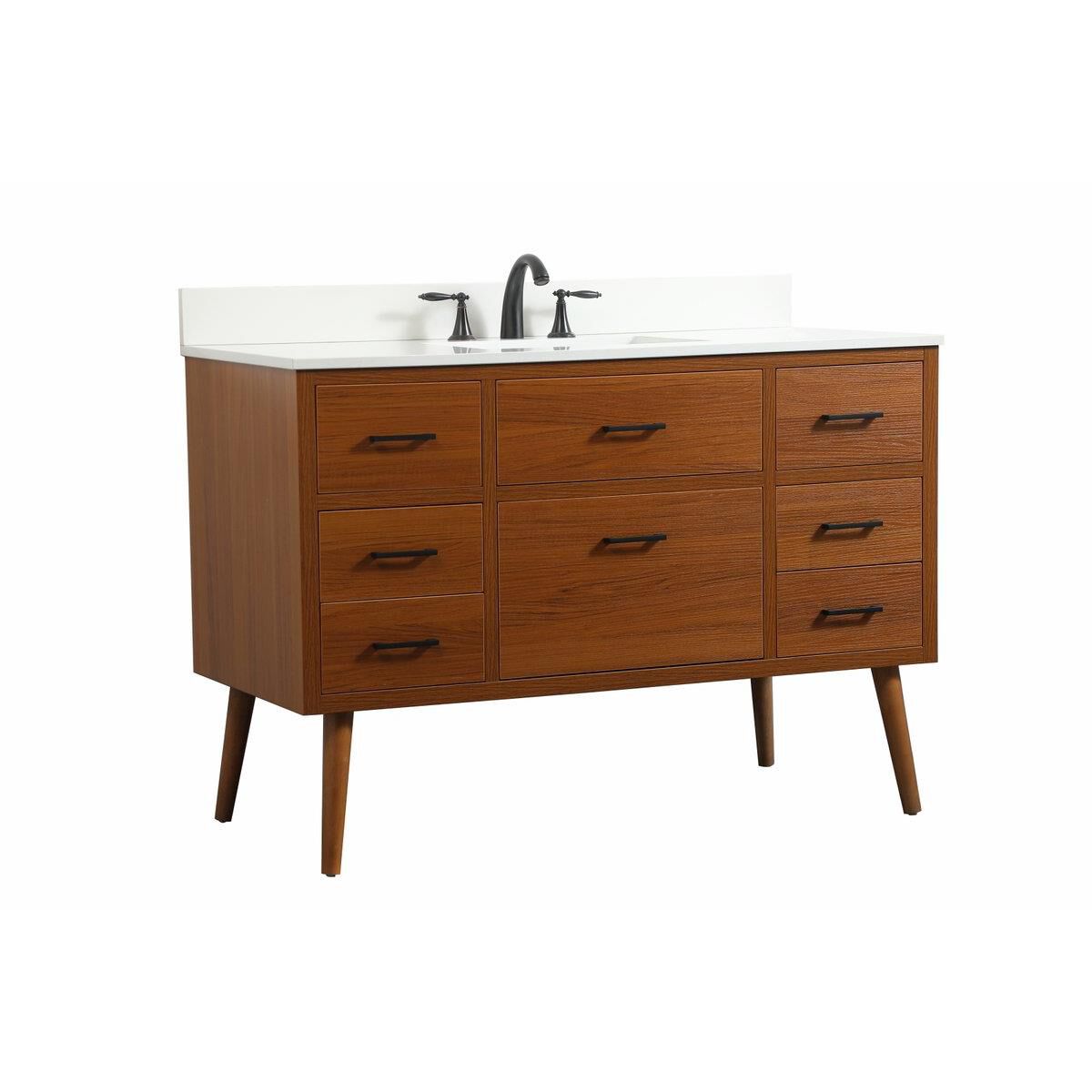 Shown in Teak finish and With Backsplash accent