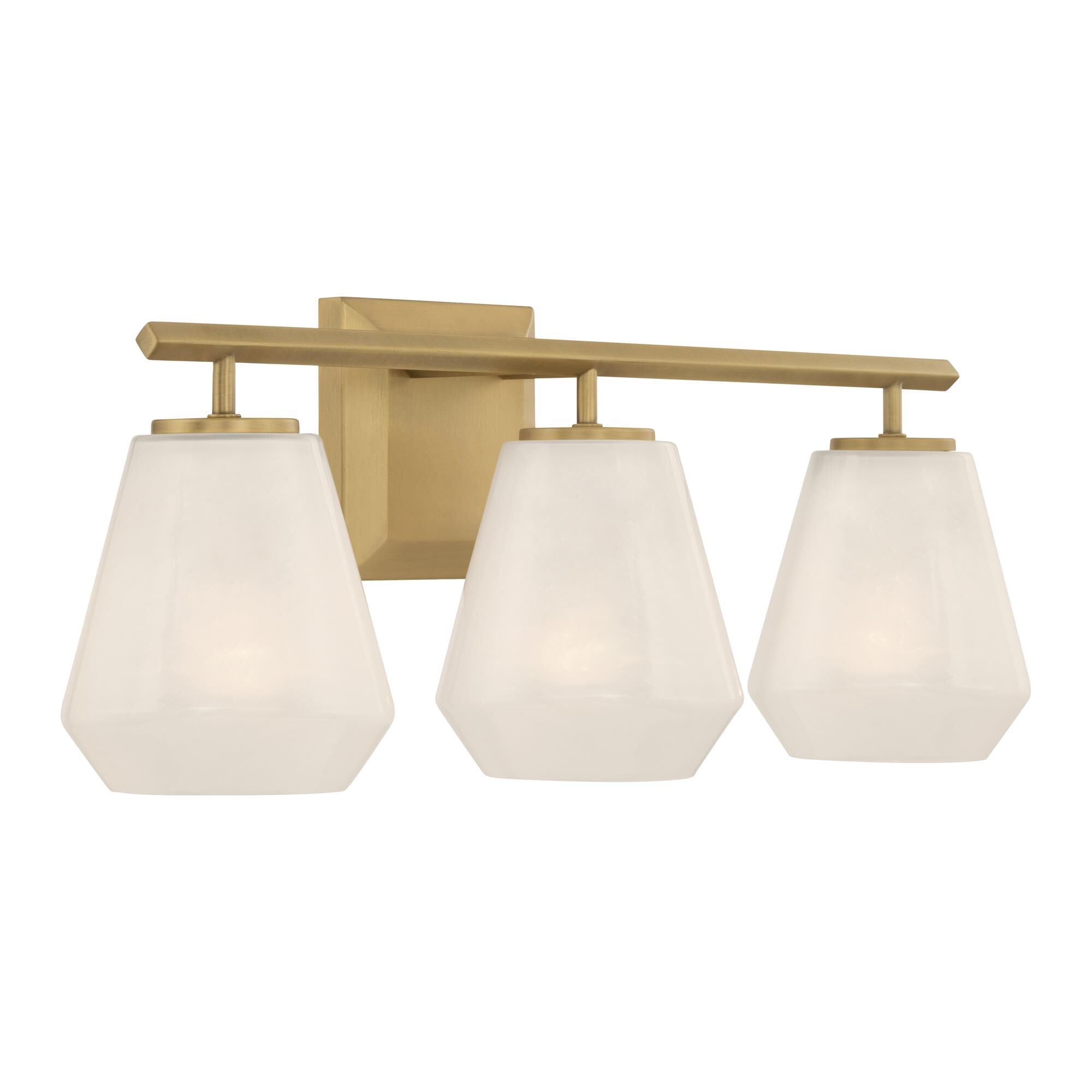 Shown in Legacy Brass finish and Alabaster glass