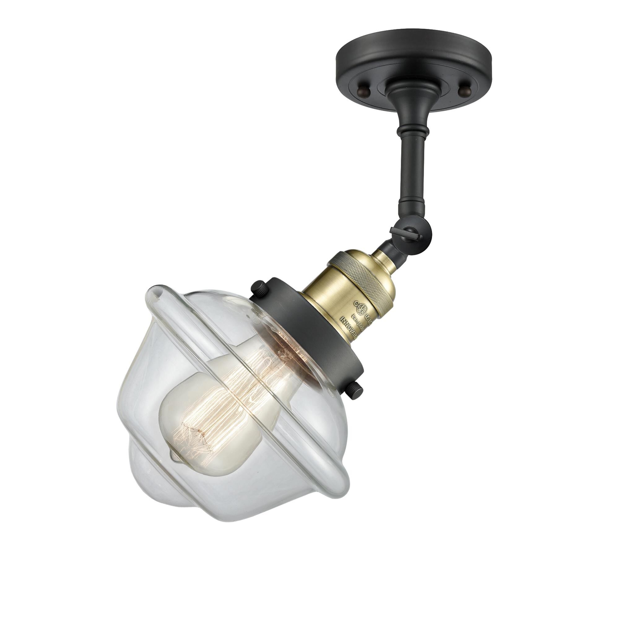 Shown in Black Antique Brass finish and Clear glass