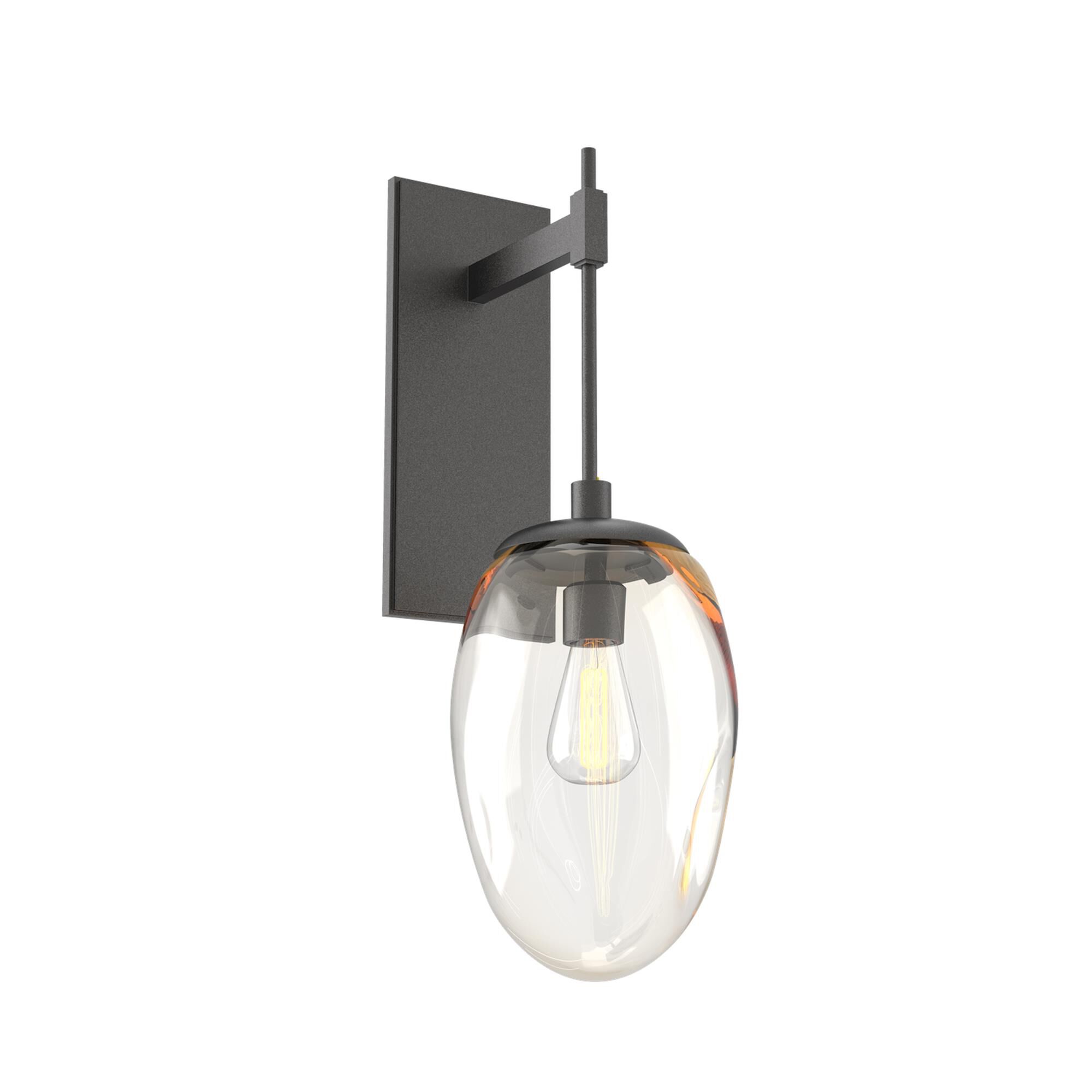 Shown in Graphite finish and Amber Blown glass