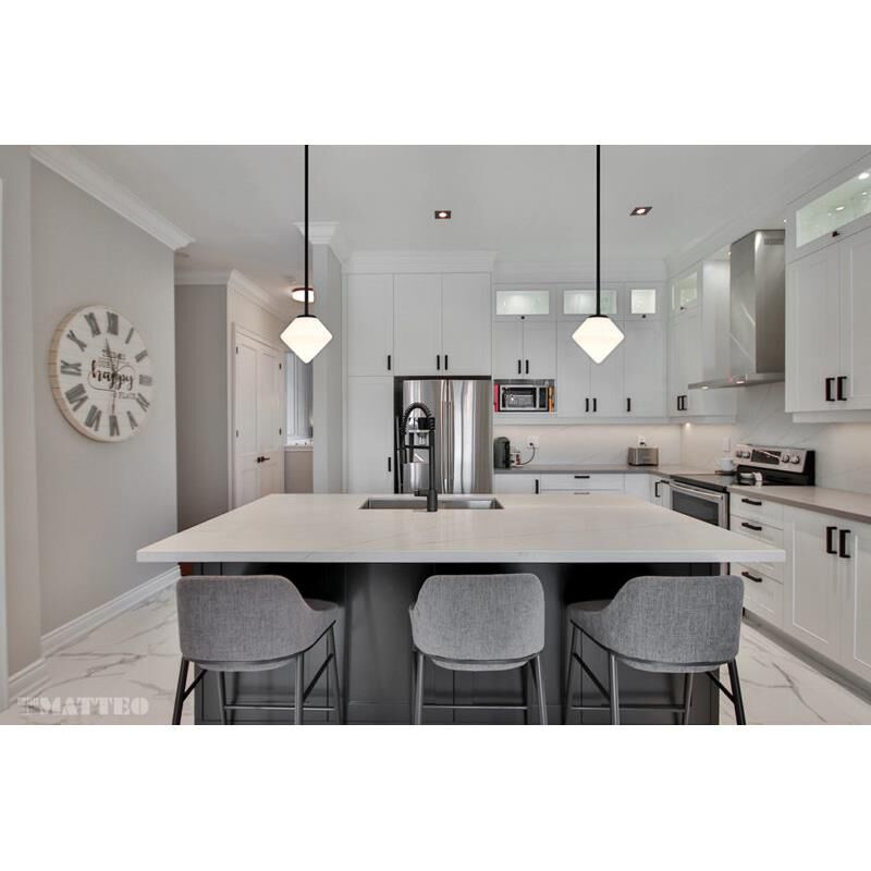 Shown in Black finish and Opal glass