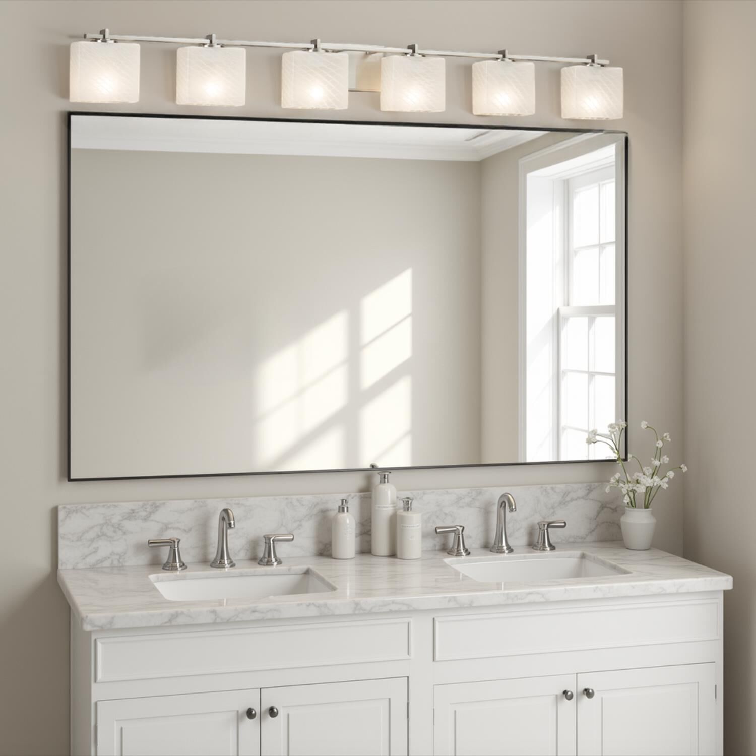 Fusion 56 Inch 6 Light Bath Vanity Light by Justice Design Group