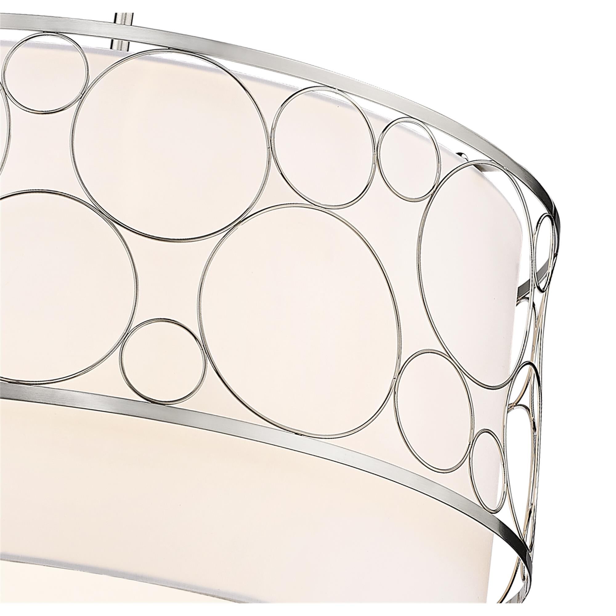 Shown in Brushed Nickel finish and White glass and White shade