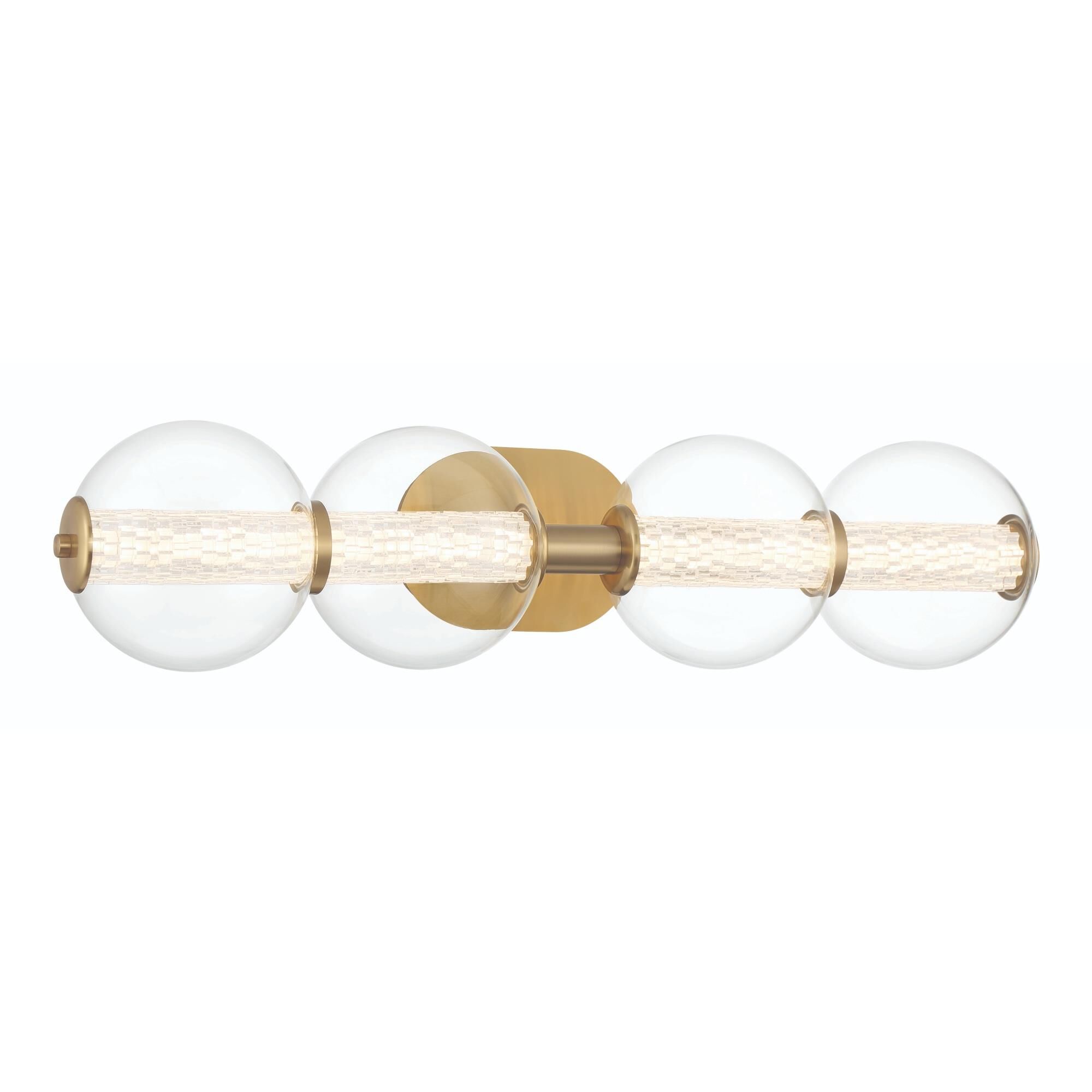 Shown in Gold finish and Clear glass