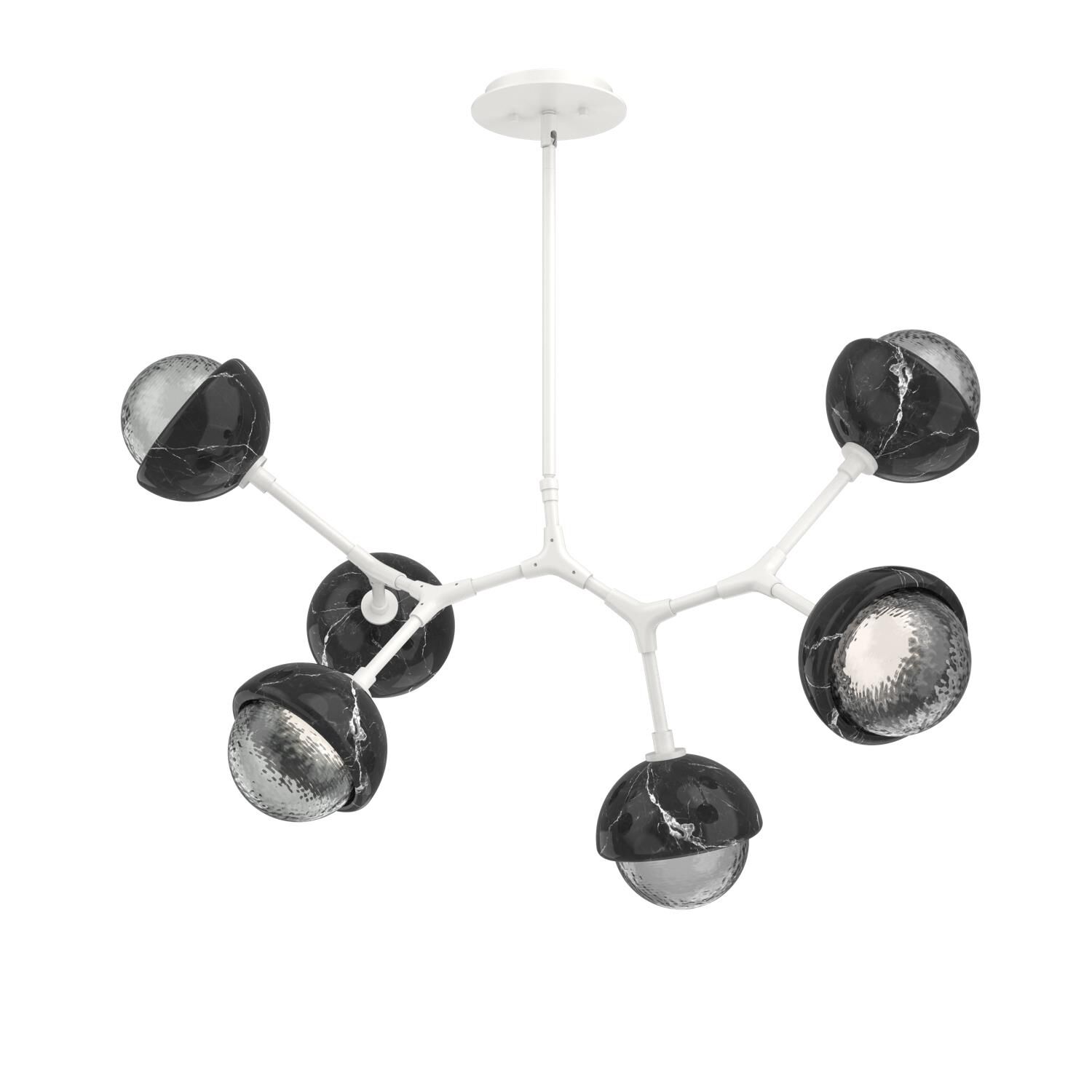 Shown in Salt White finish and Smoke glass and Black Marble accent