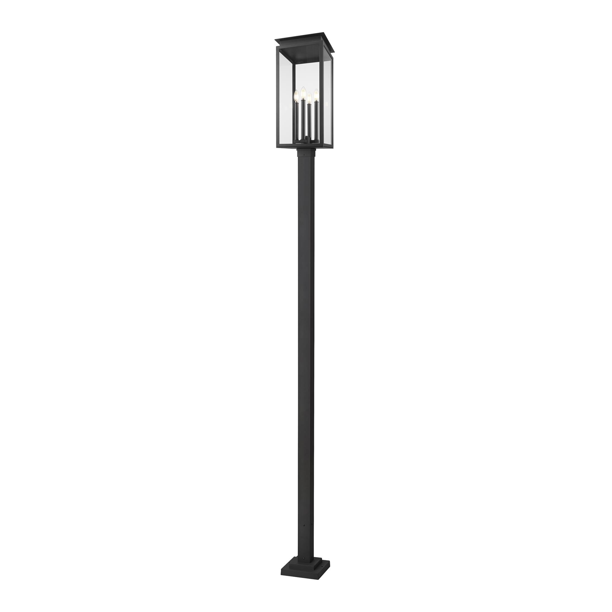 Shown in Black finish and Clear glass and Clear shade