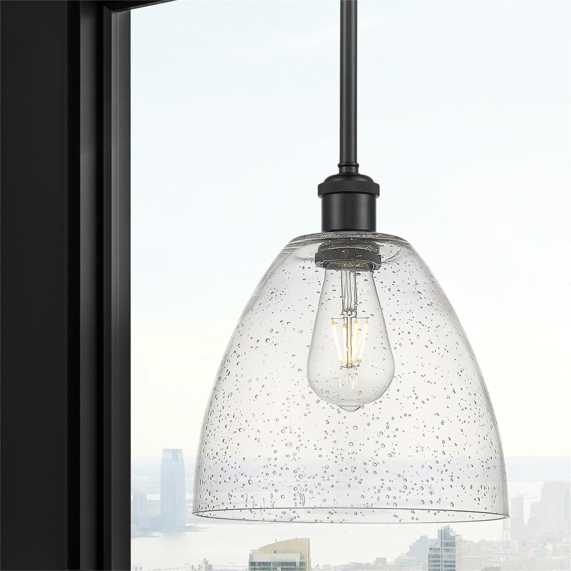 Shown in Matte Black finish and Seedy glass