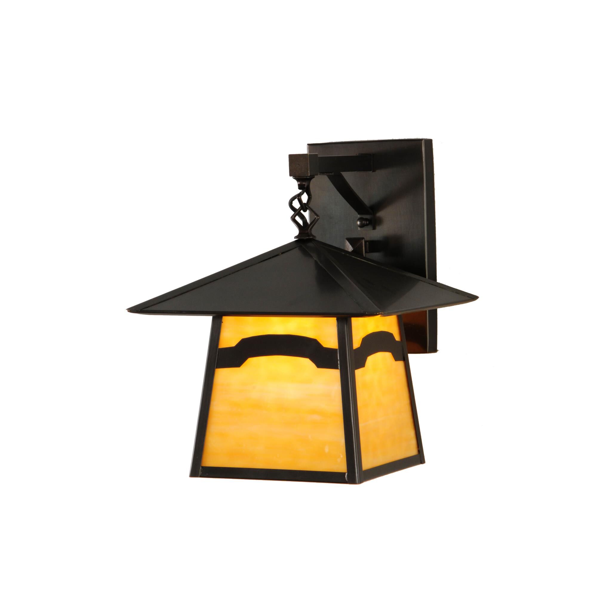 Shown in Craftsman Brown Finish finish and Ivory glass