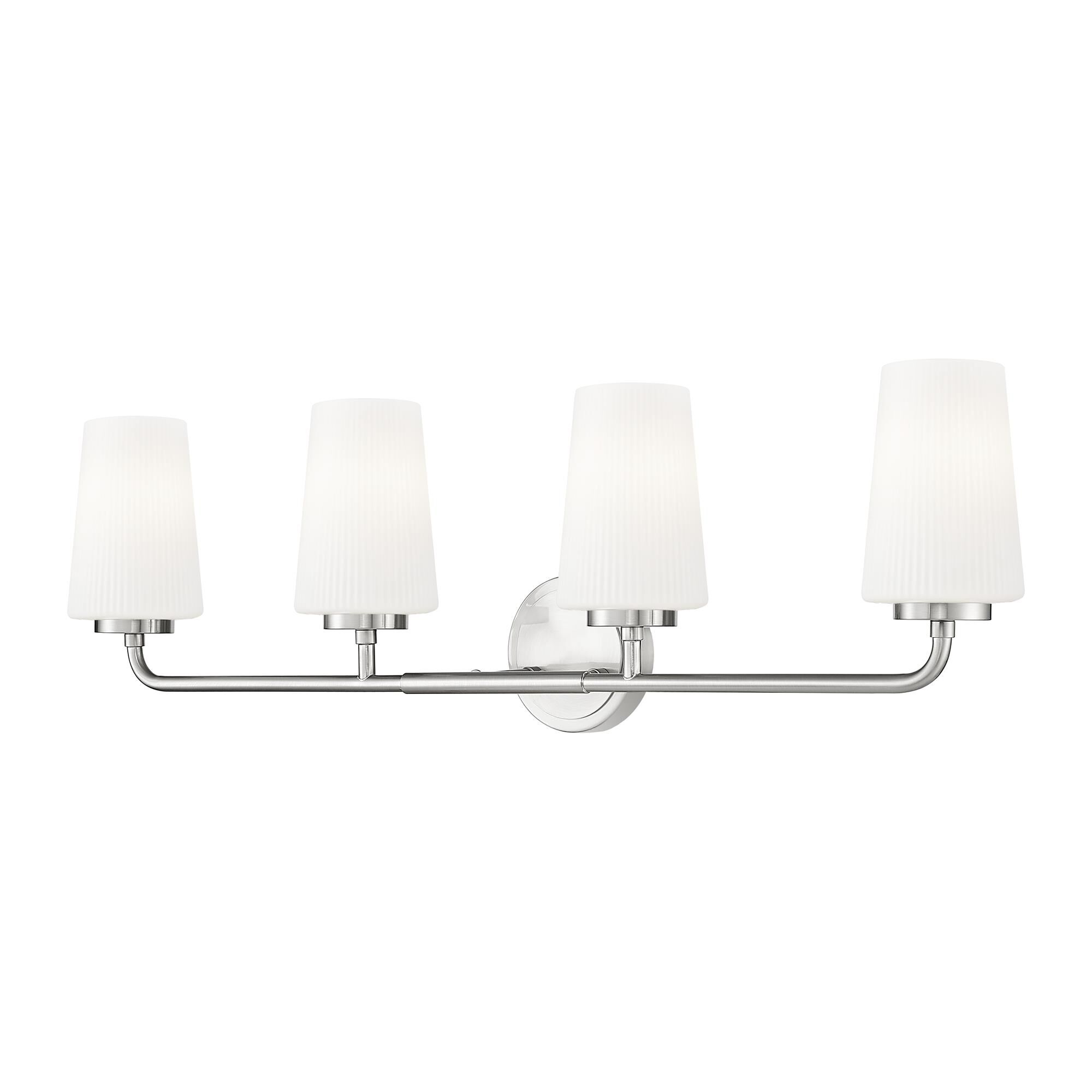 Shown in Brushed Nickel finish and Matte Opal glass and Matte Opal shade