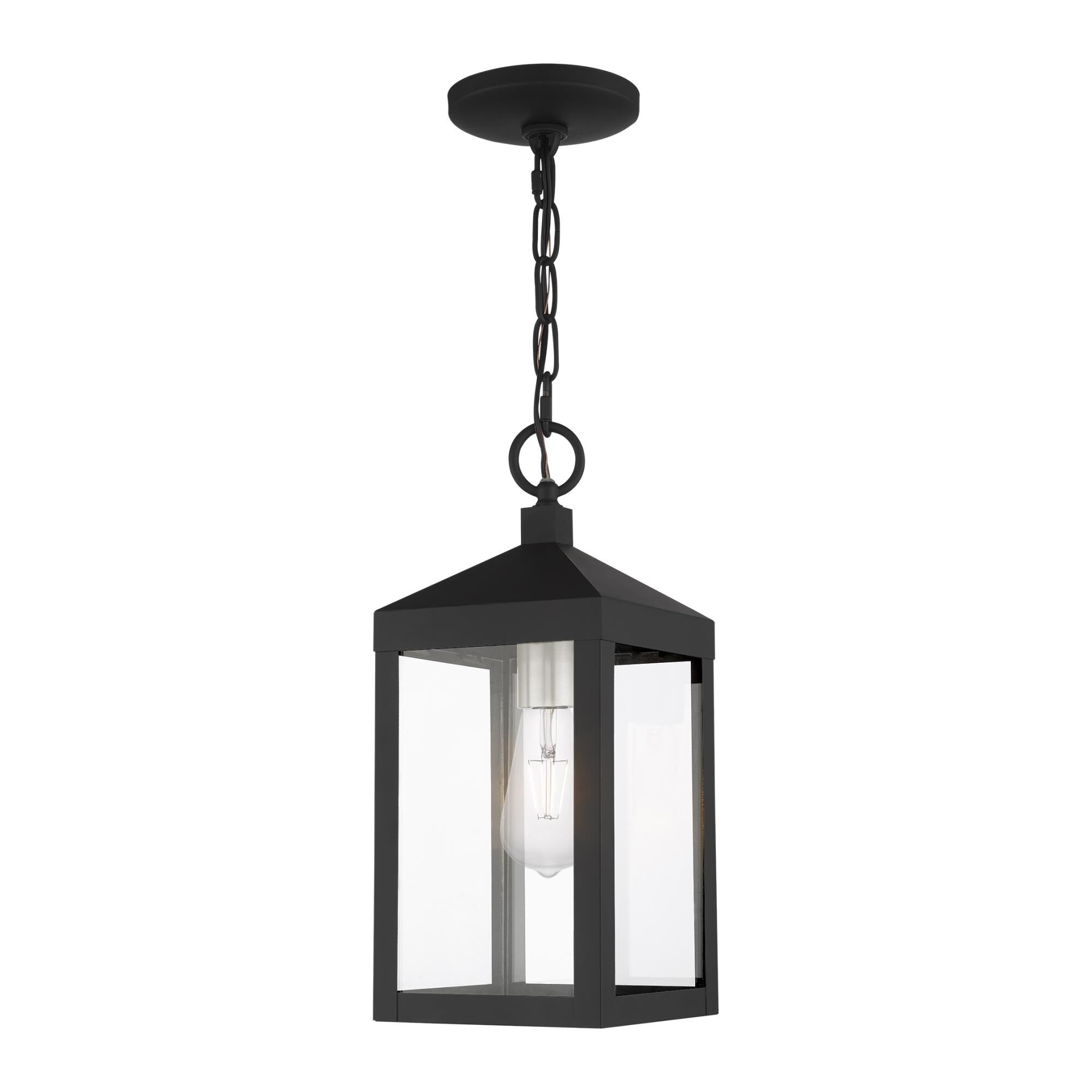 Shown in Black With Brushed Nickel Cluster finish and Clear glass and Clear Glass shade