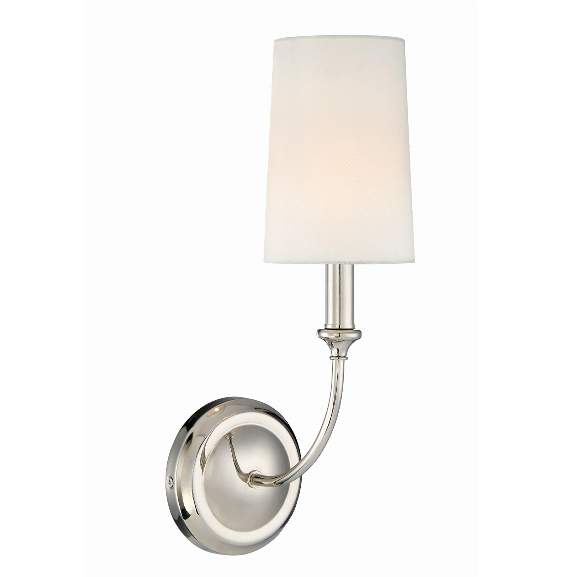 Shown in Polished Nickel finish and White Silk glass and White Silk shade