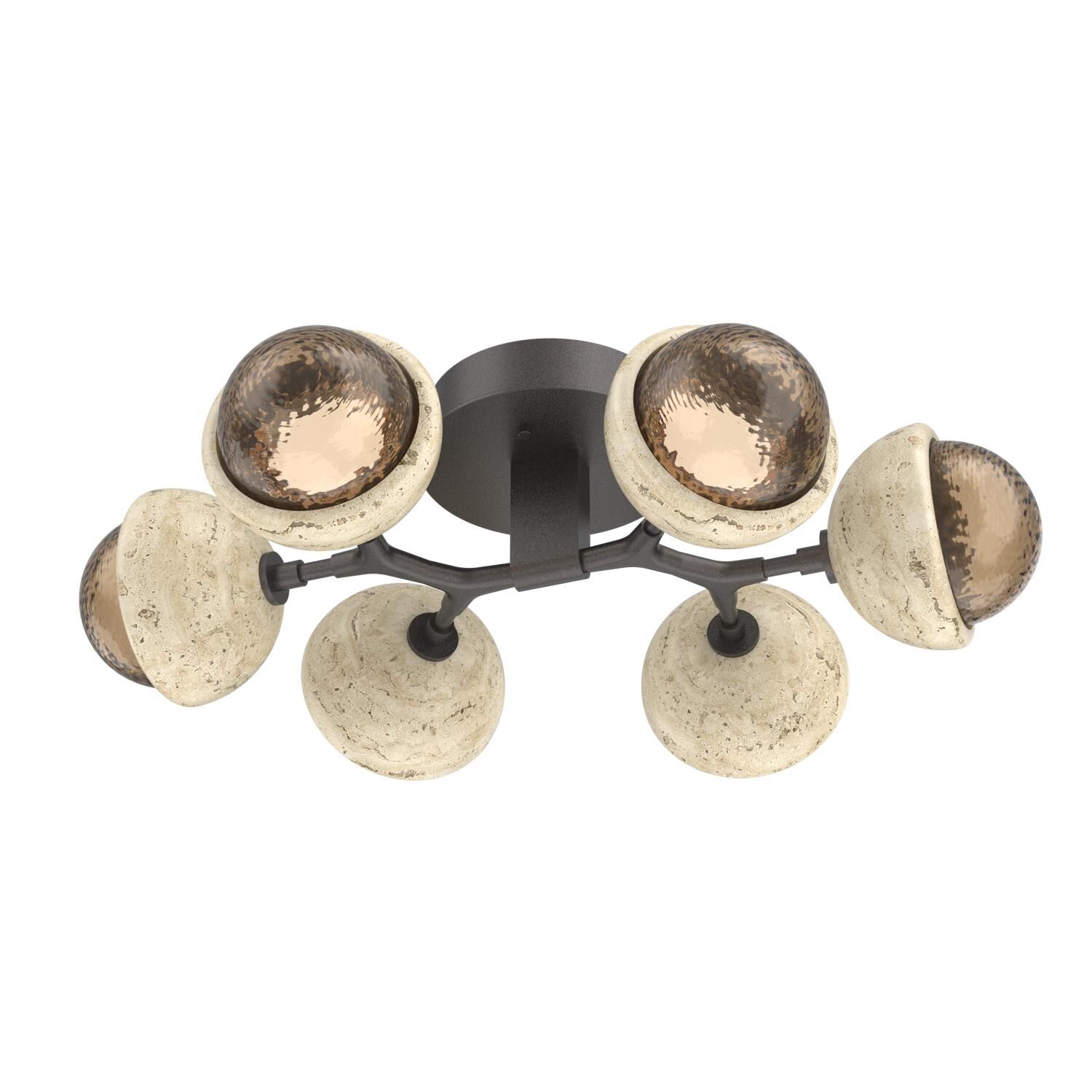 Shown in Graphite finish and Bronze glass and Travertine Stone accent