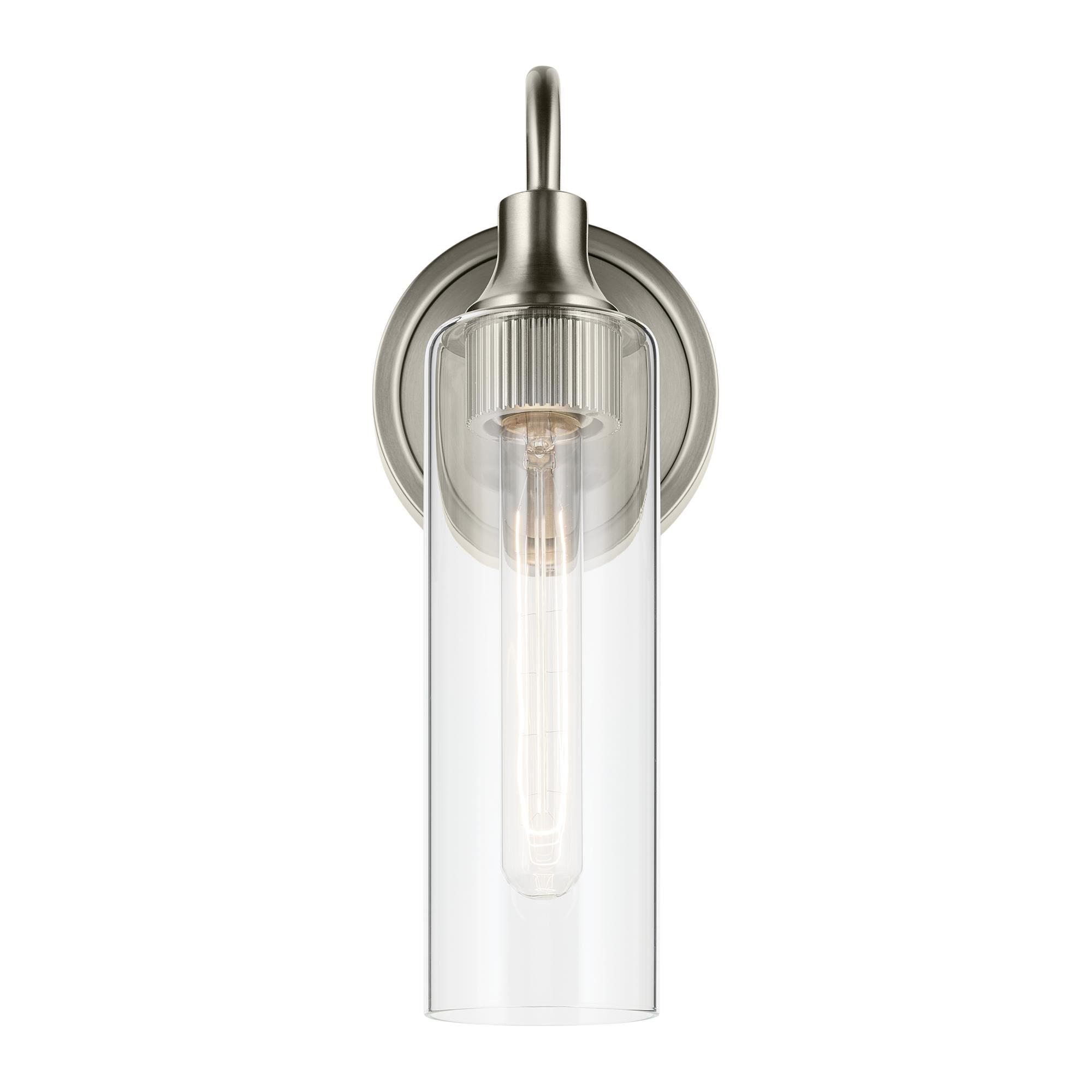 Shown in Brushed Nickel finish and Clear glass