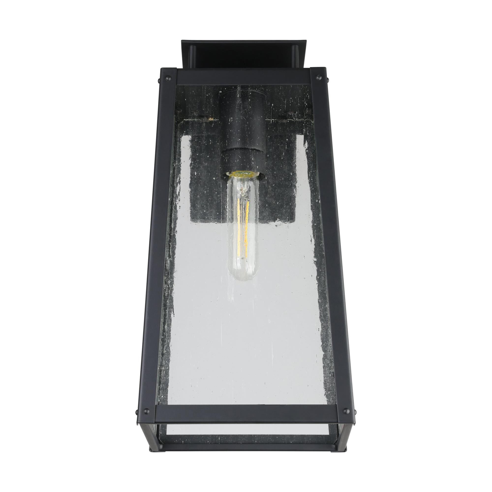 Shown in Matte Black finish and Clear Antique glass