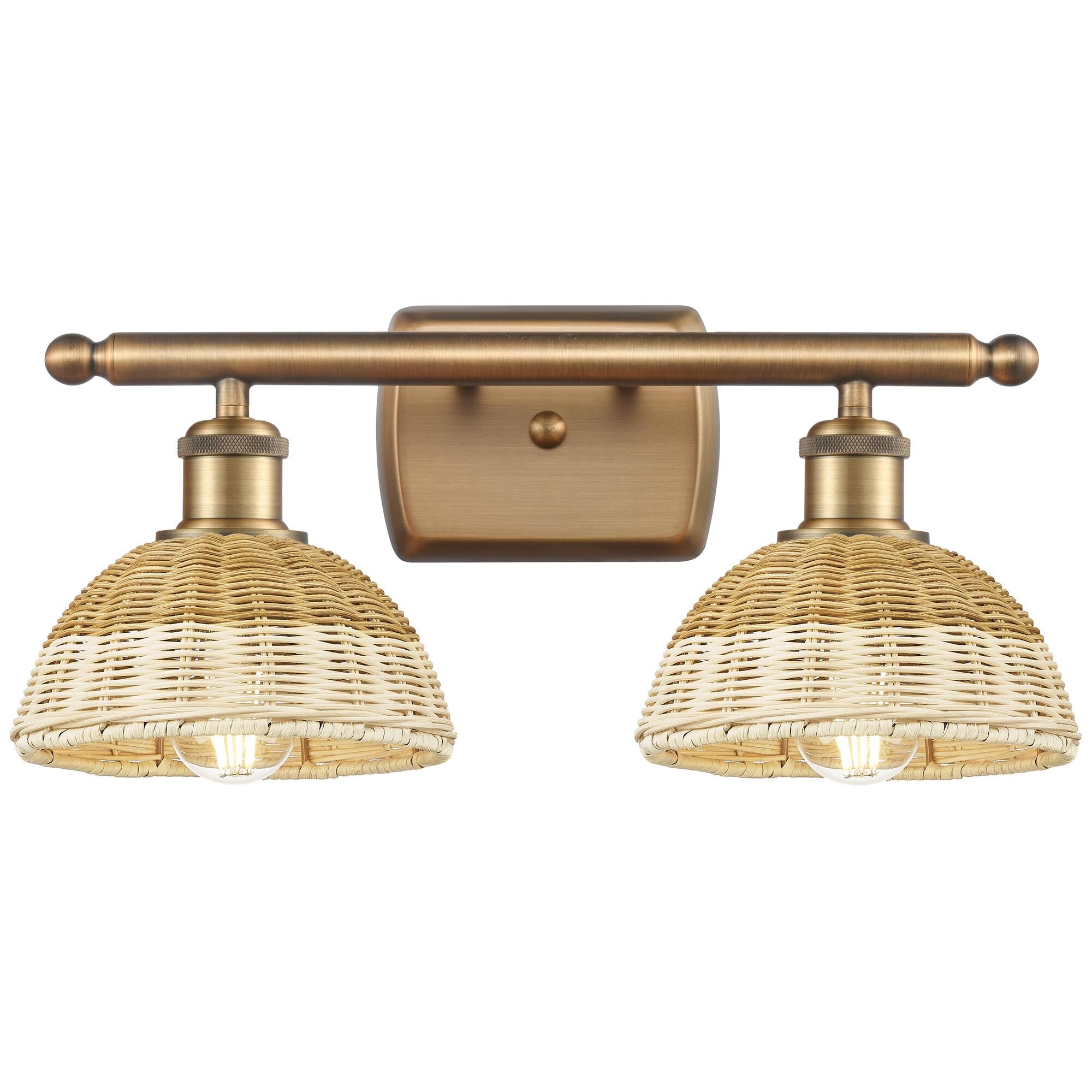 Shown in Brushed Brass finish and Natural shade