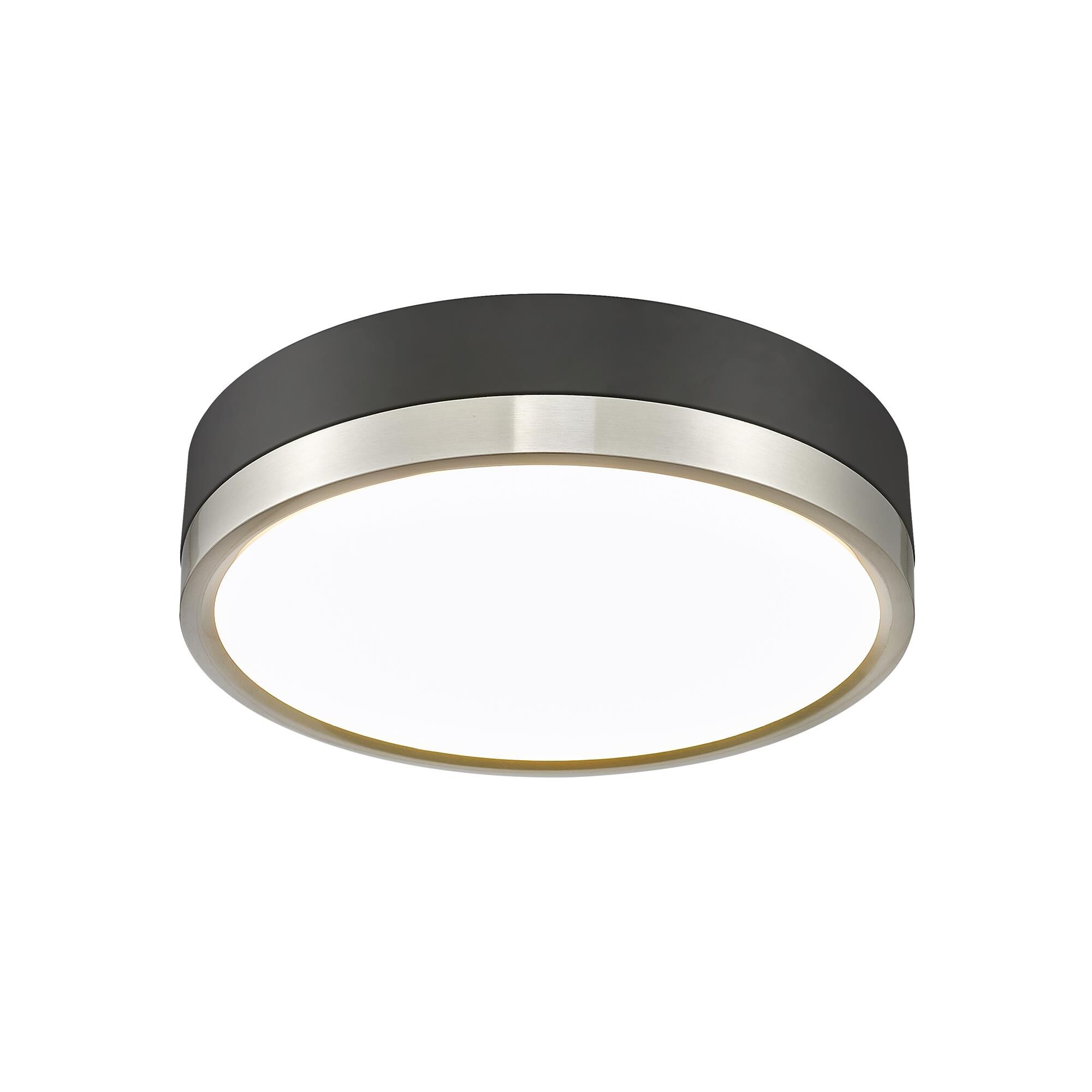Shown in Matte Black + Brushed Nickel finish and Frosted glass and Frosted shade
