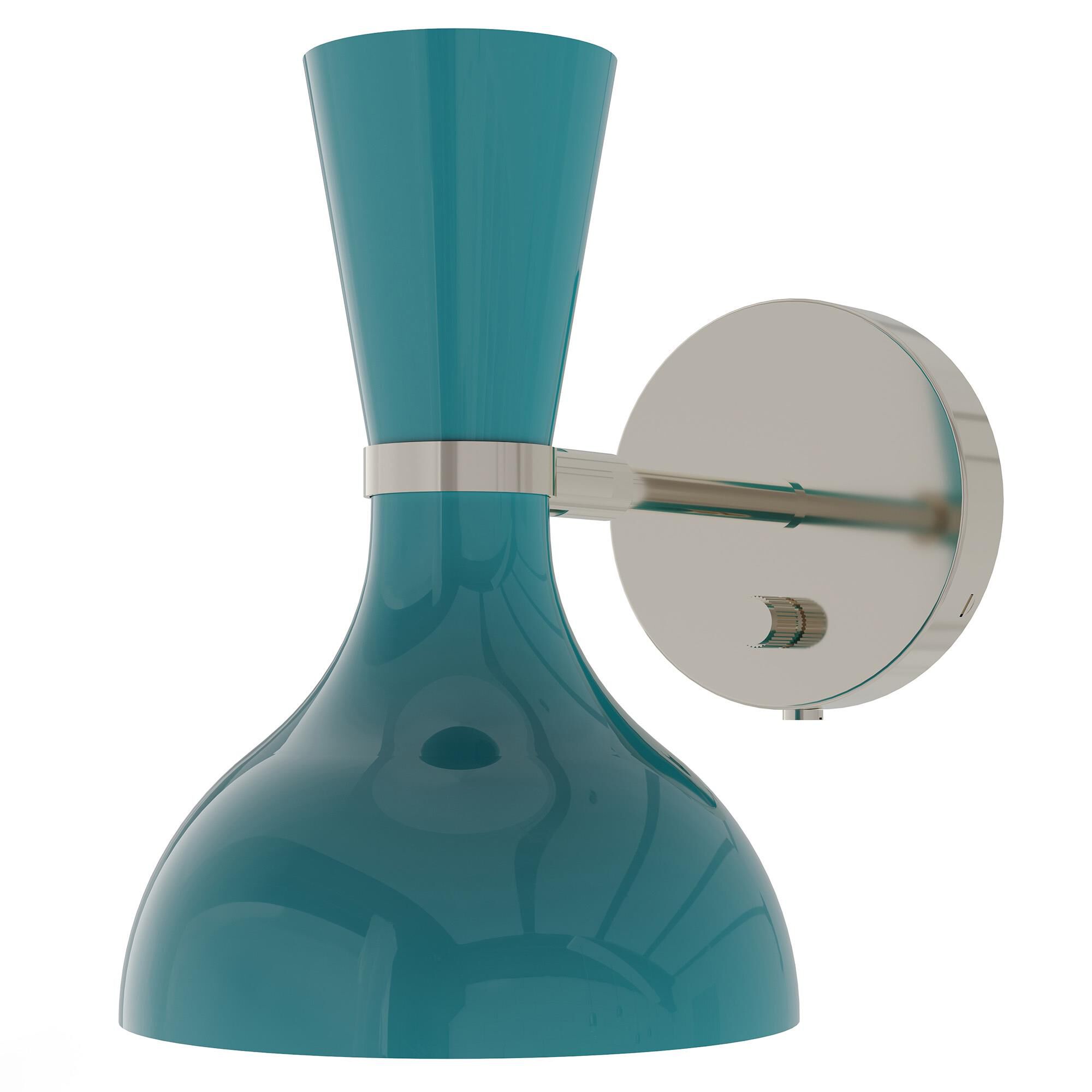 Shown in Polished Nickel finish and Peacock shade