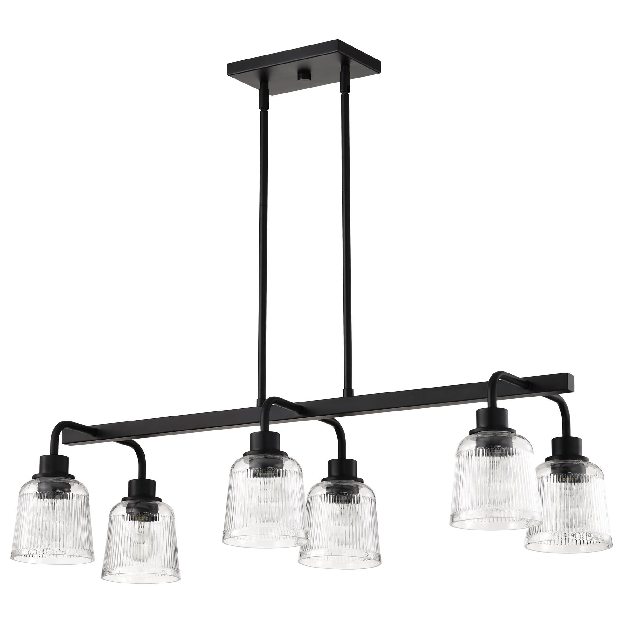 Shown in Matte Black finish and Clear Ribbed glass