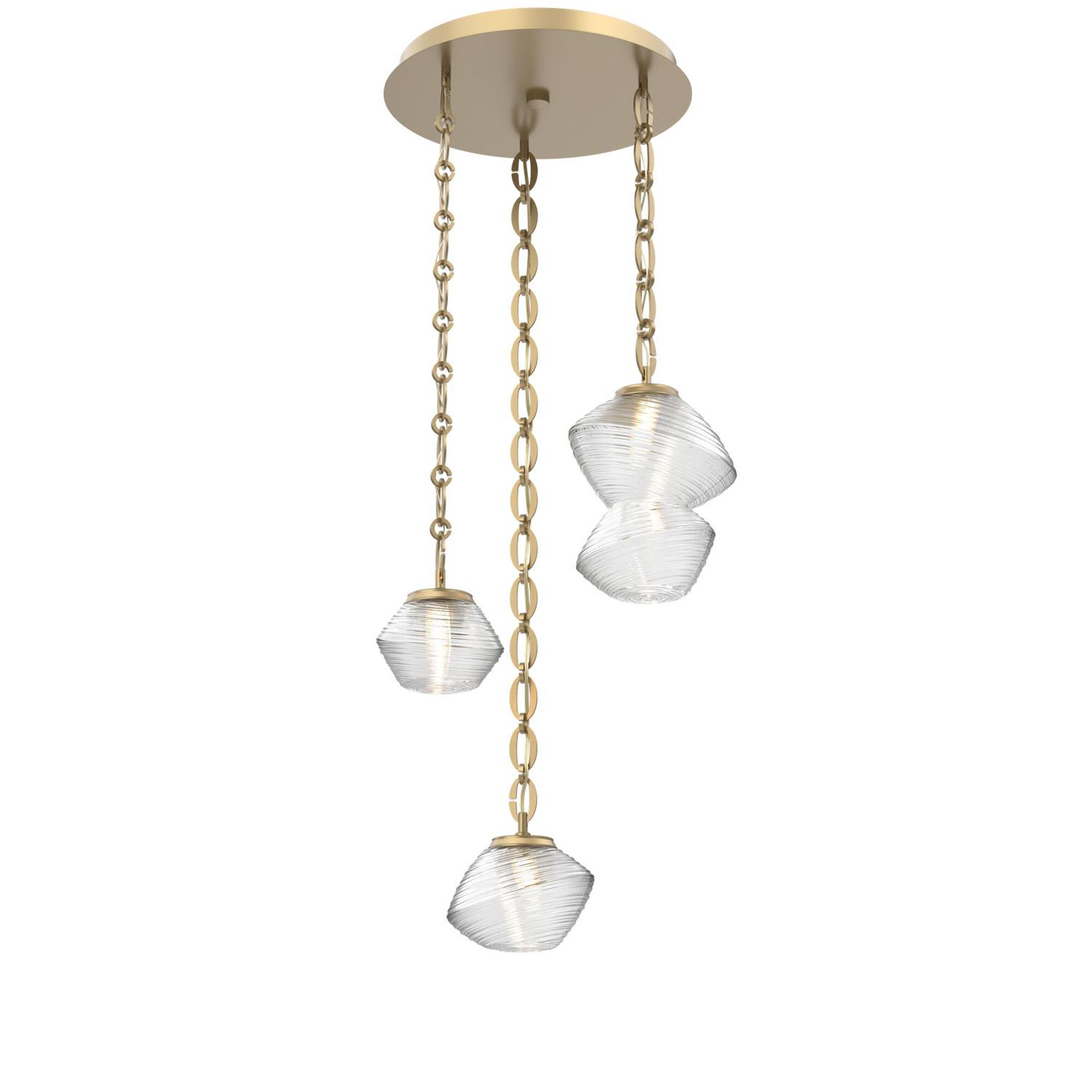 Shown in Gilded Brass finish and Clear glass