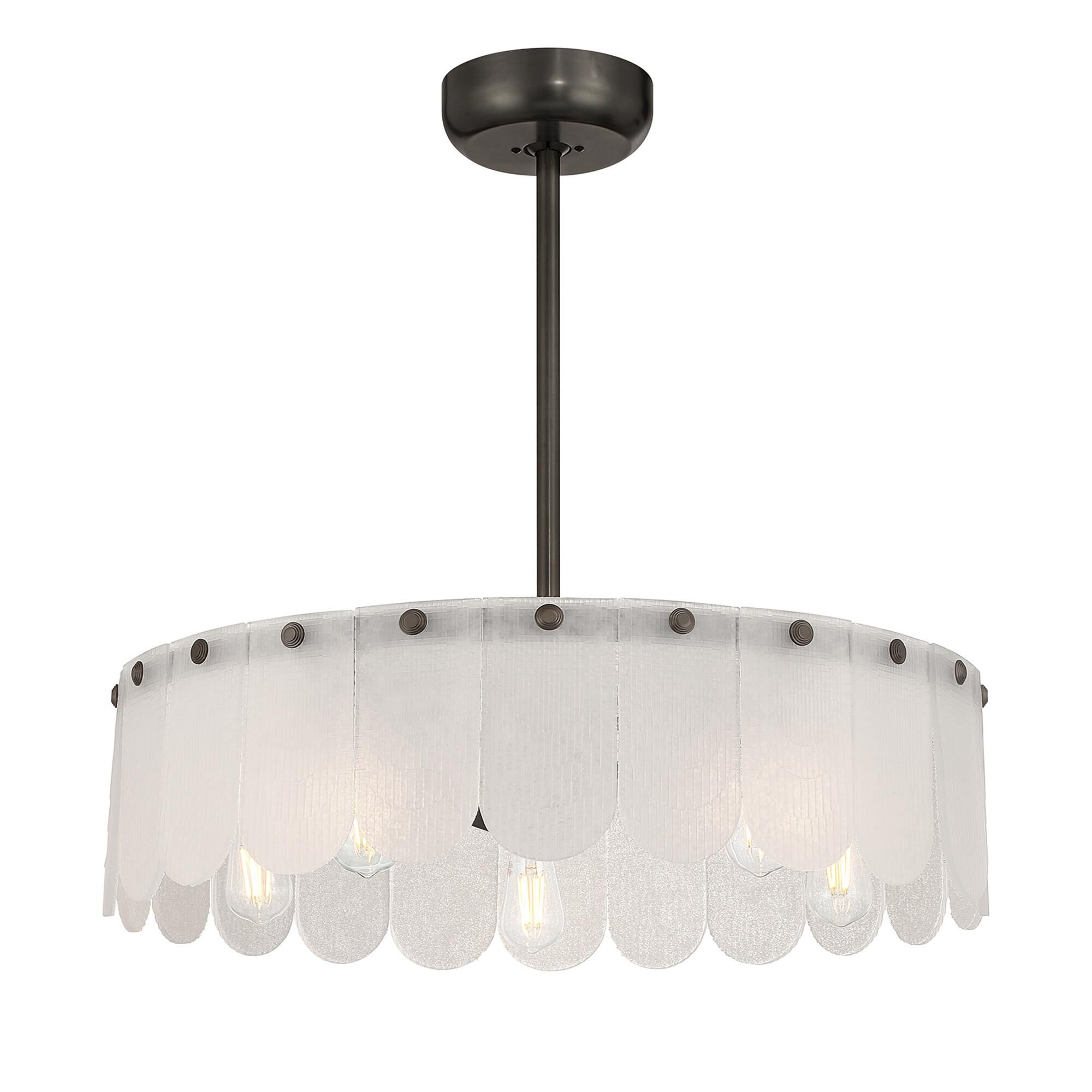 Shown in Mediterranean Bronze finish and Frosted Sugar glass