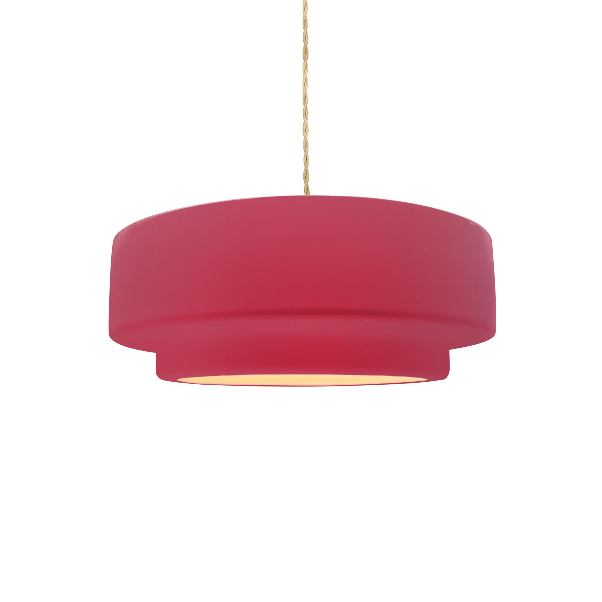 Shown in Brushed Nickel finish and Cerise shade