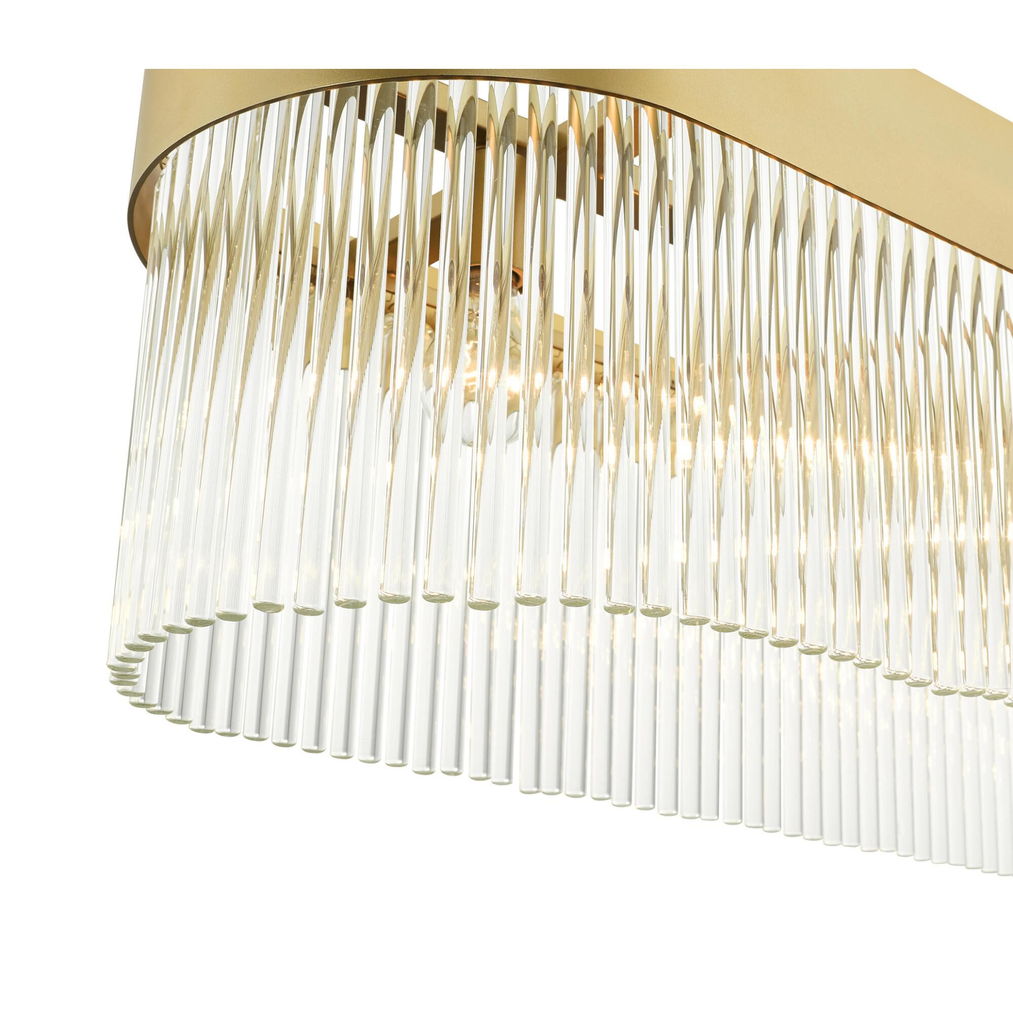 Shown in Solid Gold finish and Soft Gold Drum Shade With Clear Crystal Rods glass and Soft Gold Drum  With Clear Crystal Rods shade