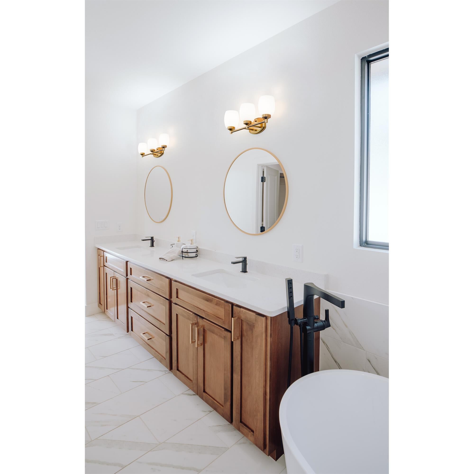 Shown in Luxe Gold finish and Matte Opal glass and Matte Opal shade