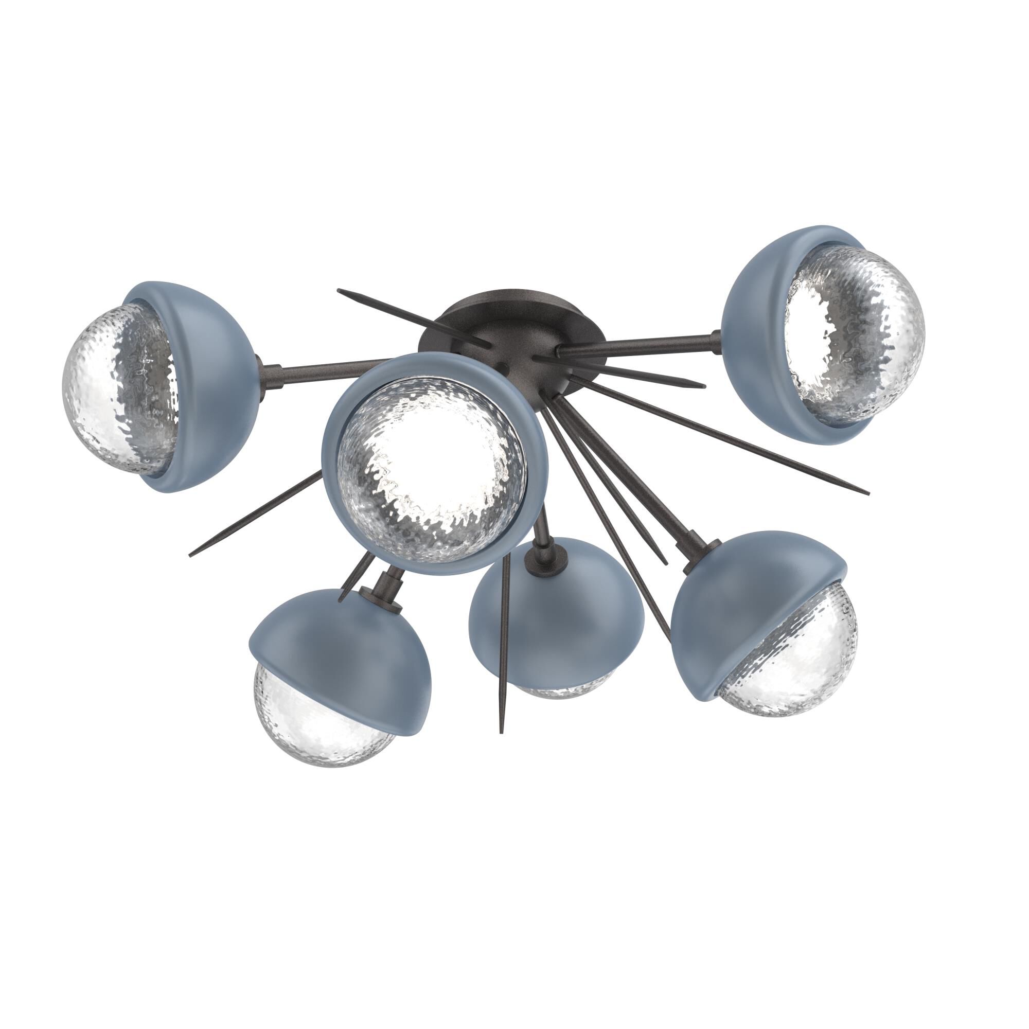 Shown in Graphite finish and Clear glass and Poppy Blue accent