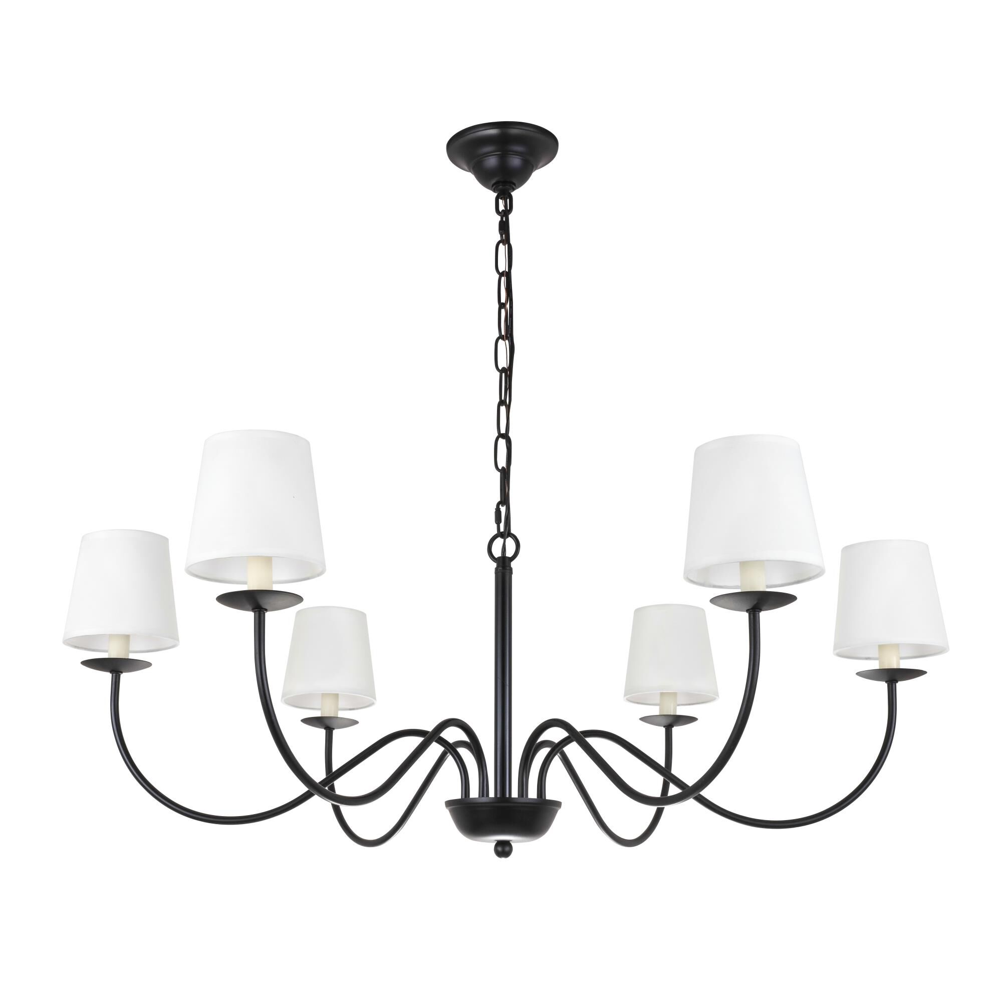 Shown in Black finish and White Fabric shade