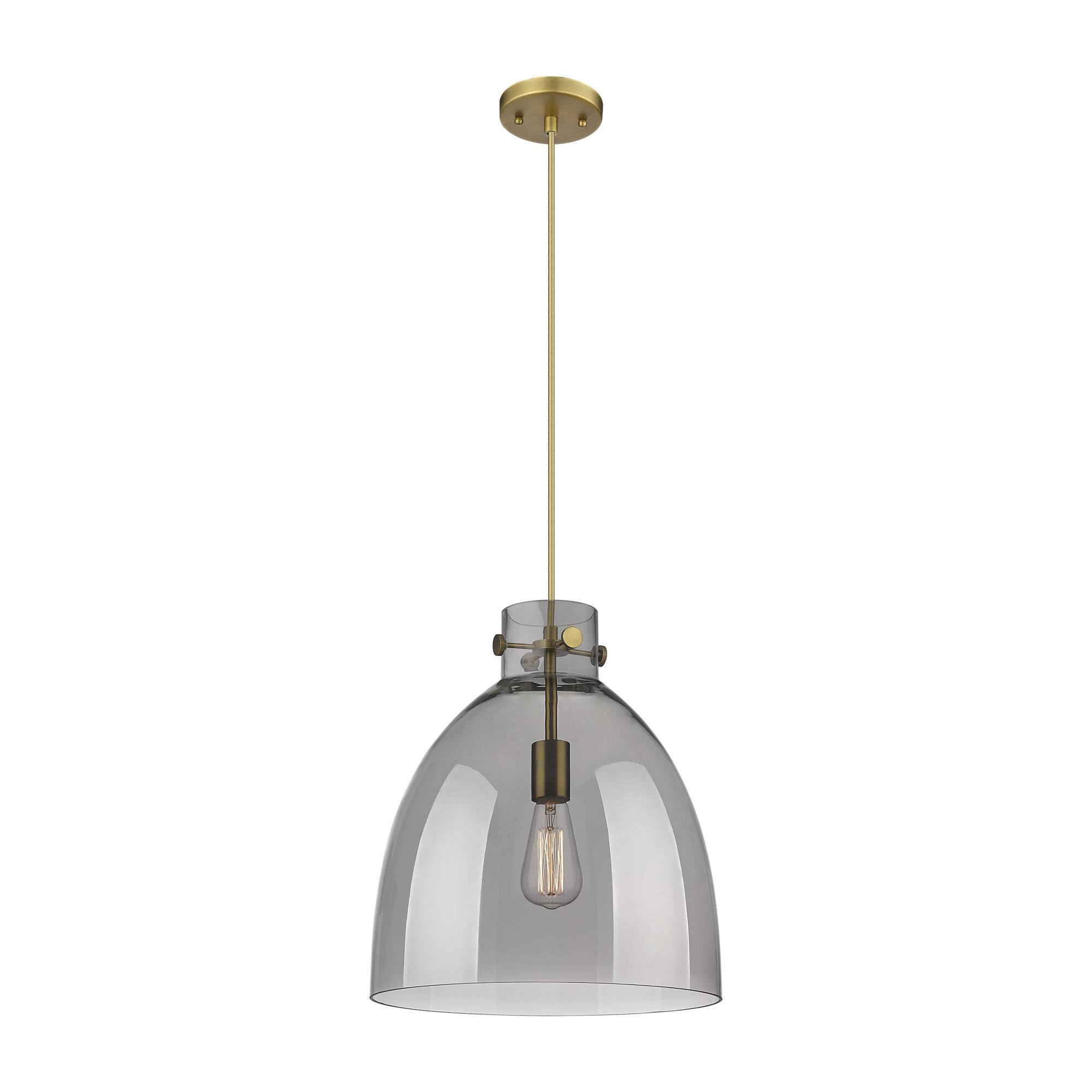 Shown in Brushed Brass finish and Plated Smoke glass